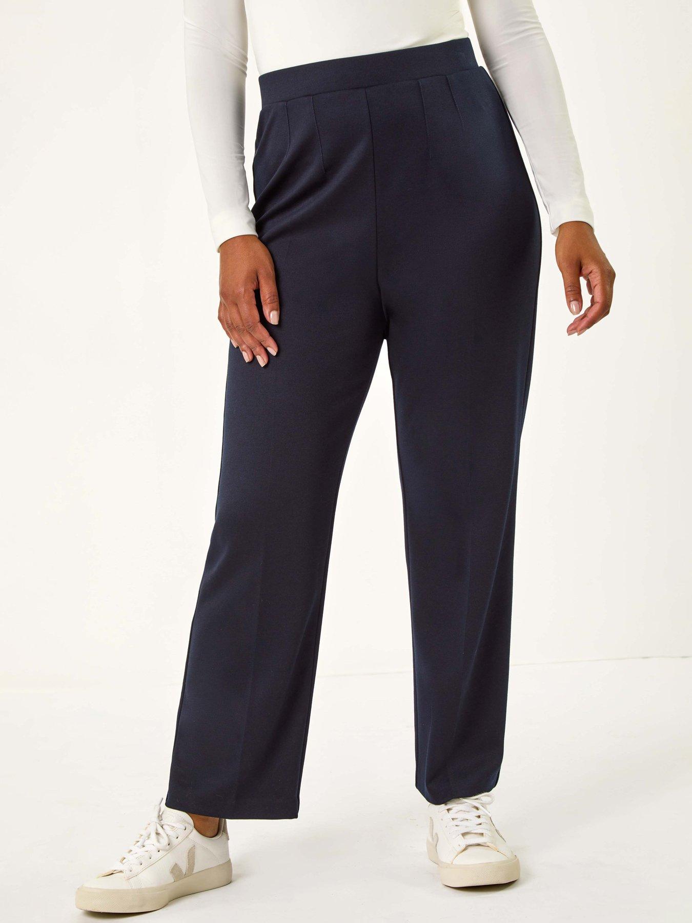  image of roman-petite-straight-leg-ponte-stretch-trouser-navy