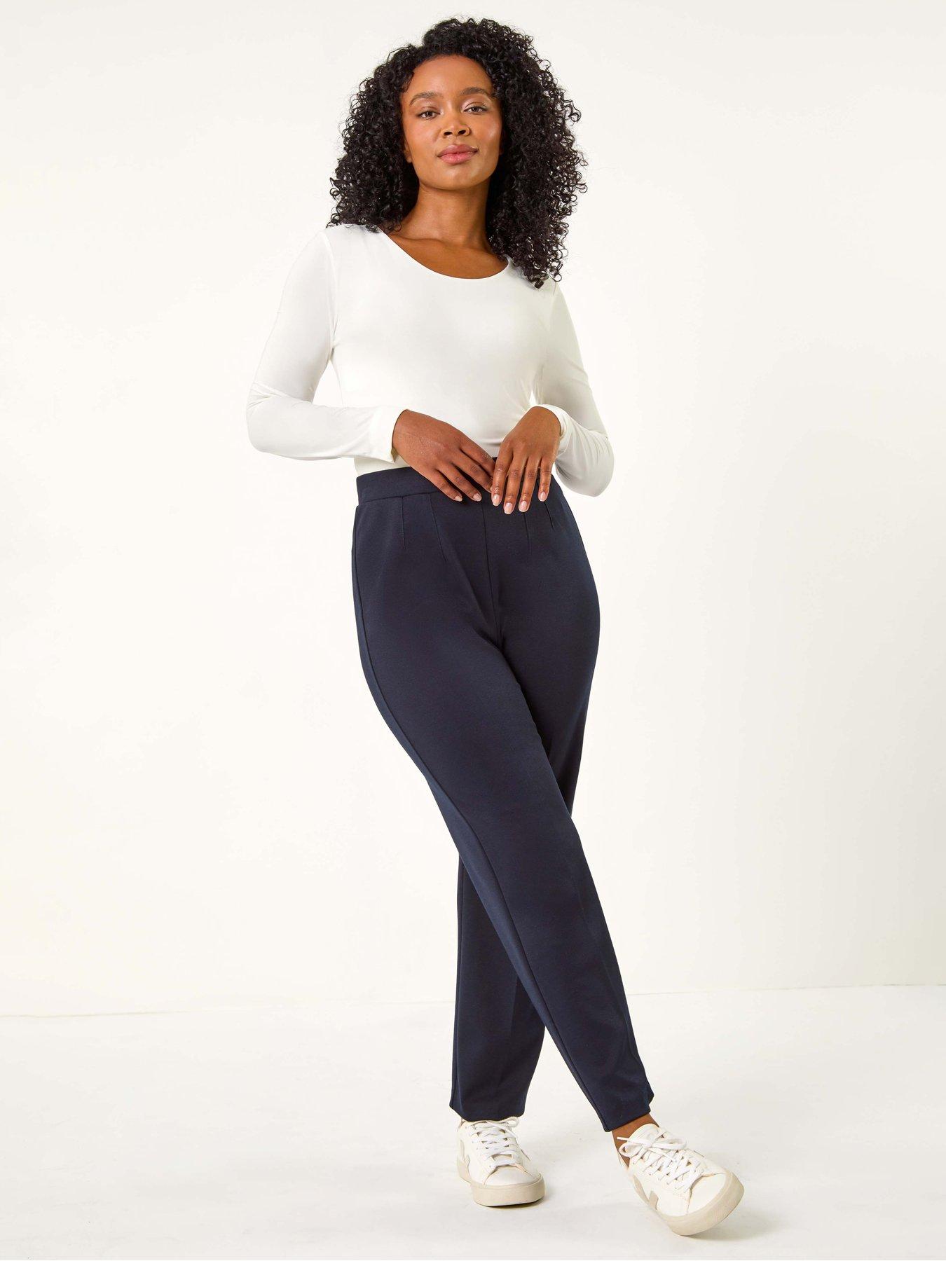  image of roman-petite-straight-leg-ponte-stretch-trouser-navy