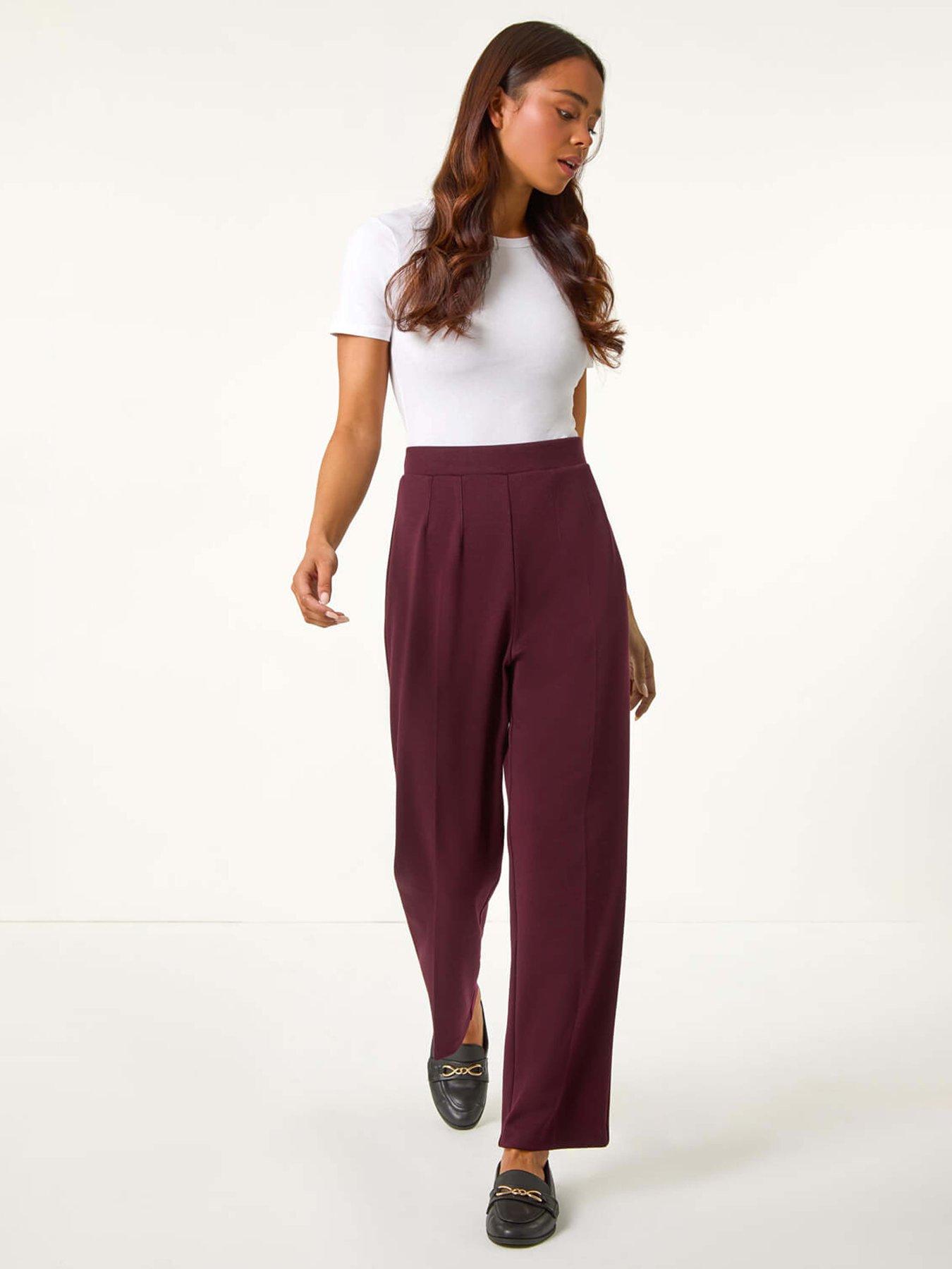  image of roman-petite-straight-leg-ponte-stretch-trouser-red
