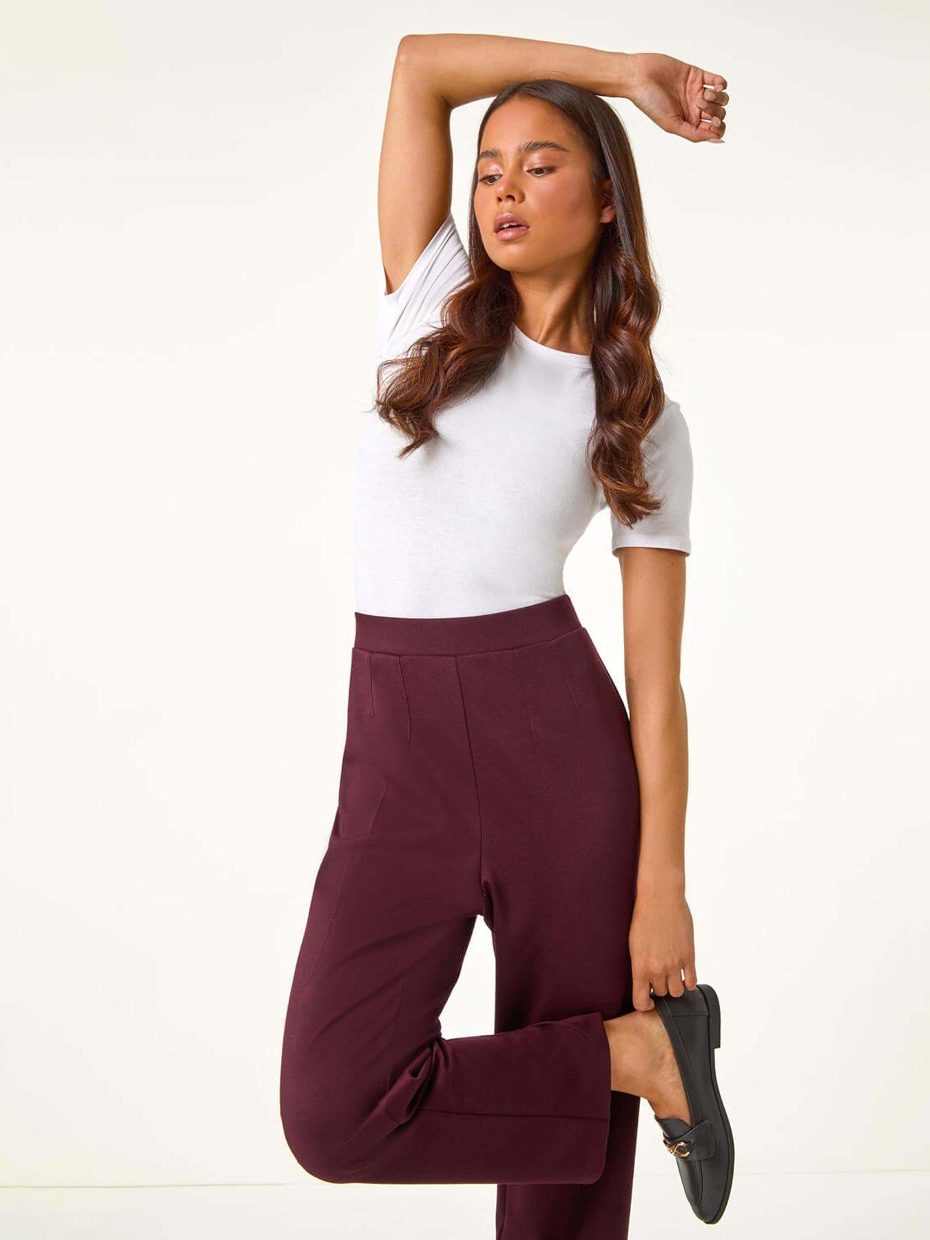  image of roman-petite-straight-leg-ponte-stretch-trouser-red