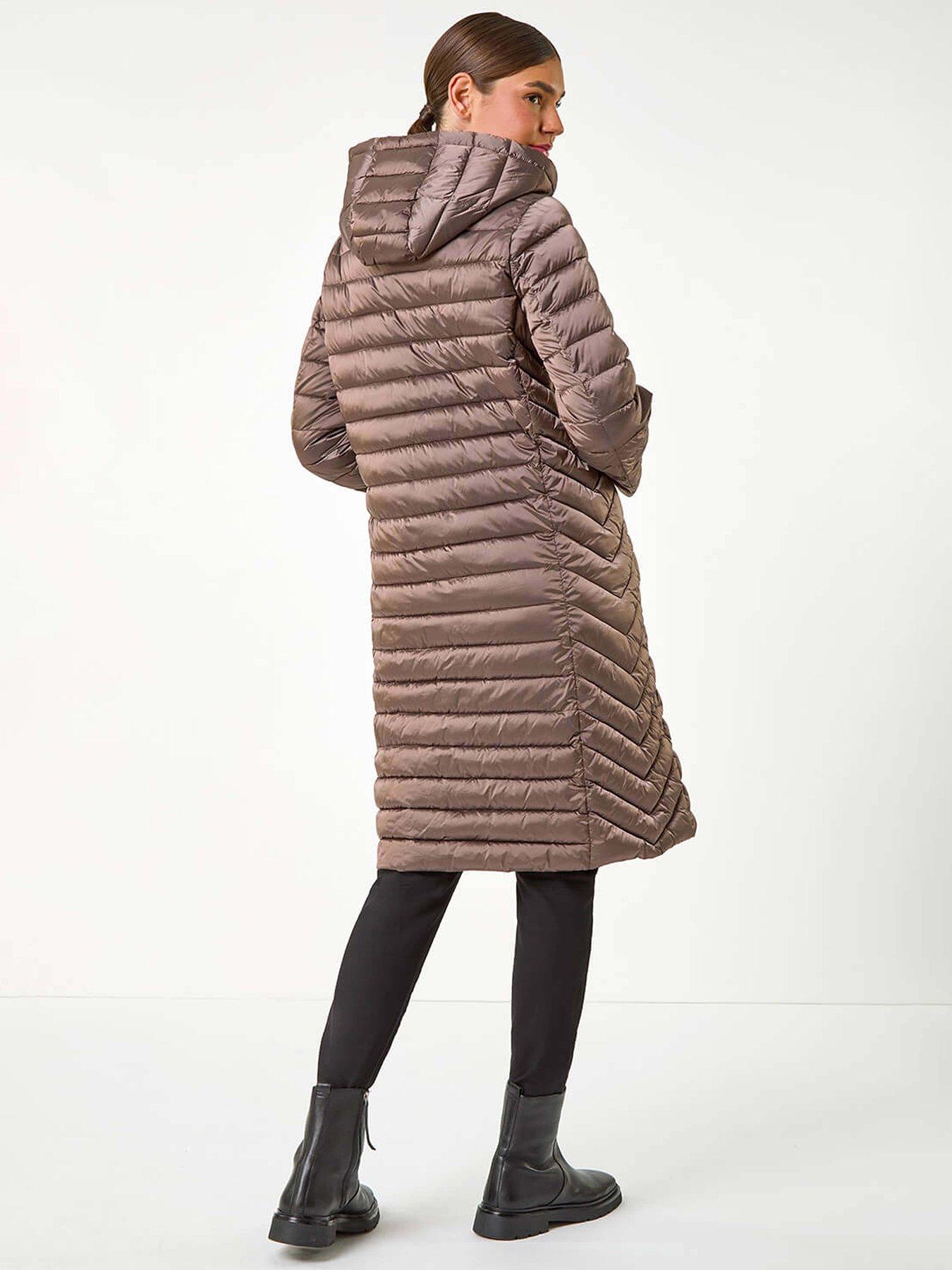  image of roman-longline-hooded-padded-coat-brown