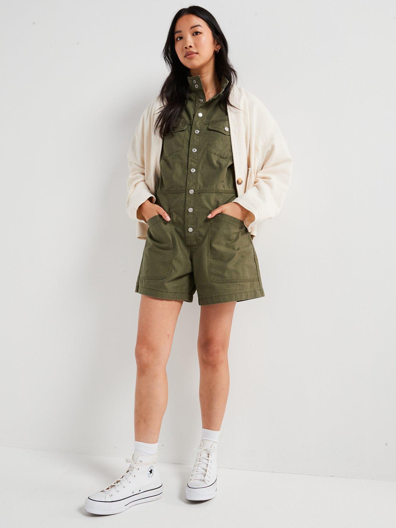 Image 3 of 6 of Levi's Short-sleeve Surplus Romper - Olive Night