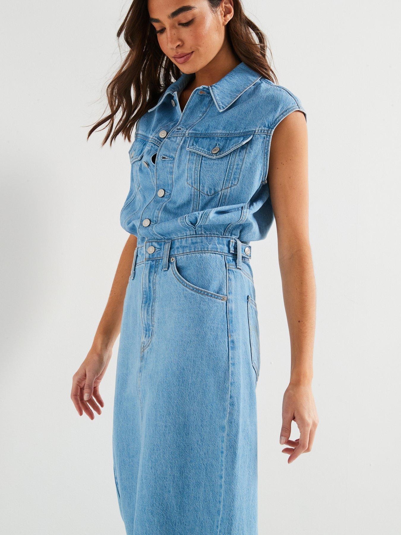 Levi's Dames Elowen Western Jurk, indigo stonewash, S