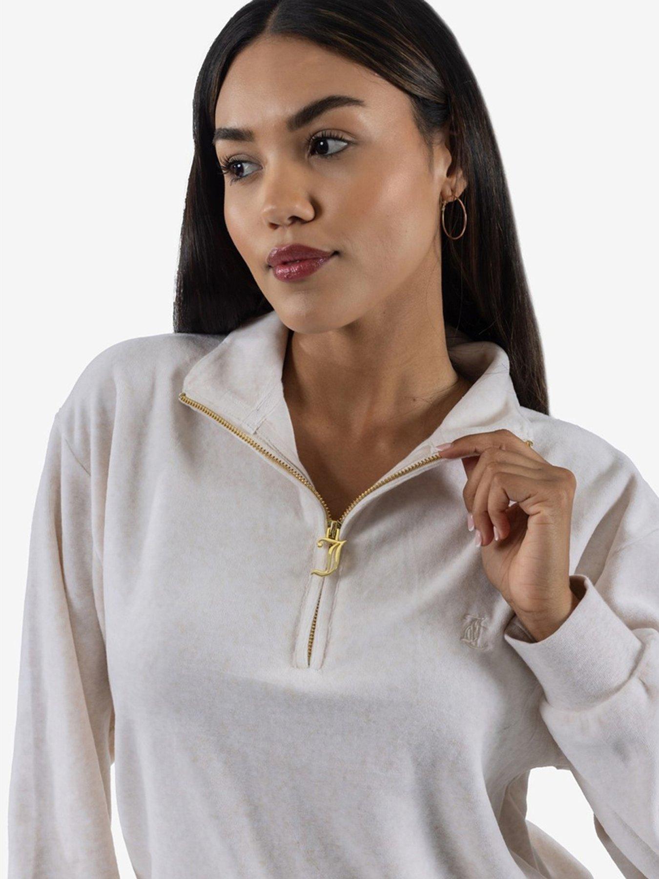  image of juicy-couture-velour-zip-through-sweatshirt-beige