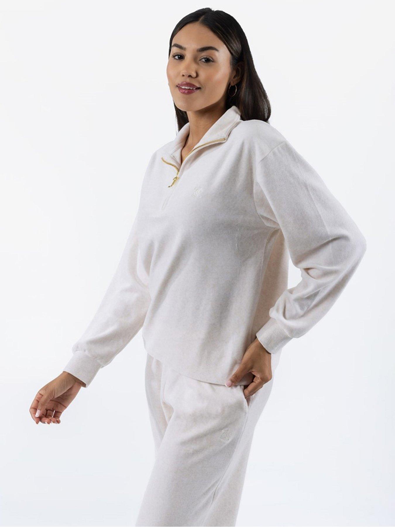  image of juicy-couture-velour-zip-through-sweatshirt-beige