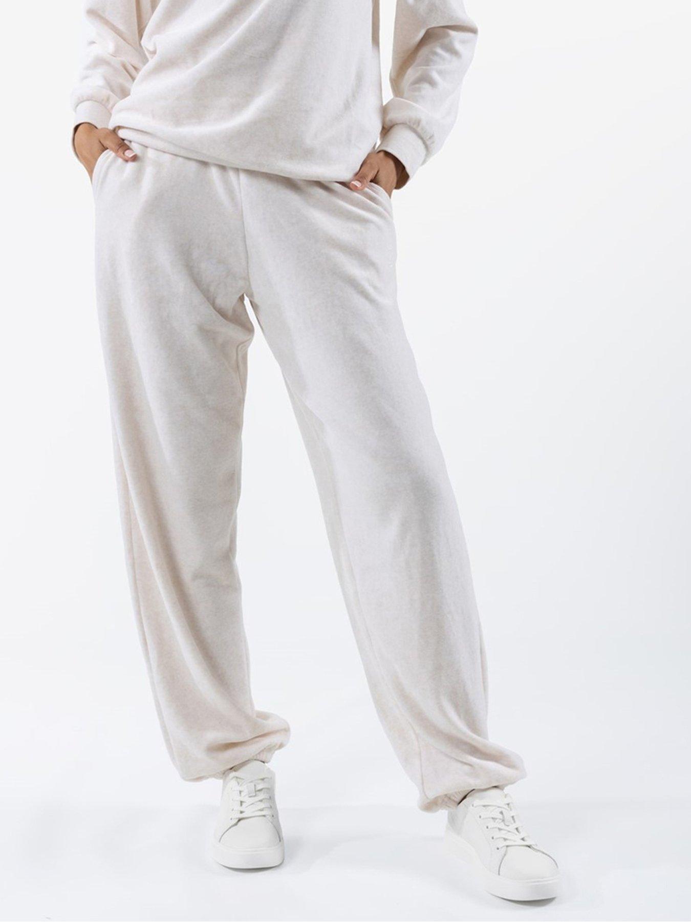 undefined Velour Elasticated Joggers - Beige