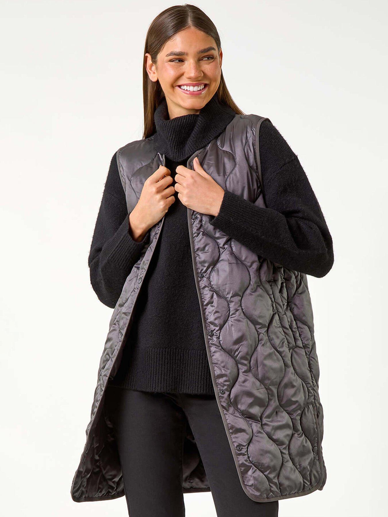 Roman Quilted Collarless Button Detail Gilet - Grey