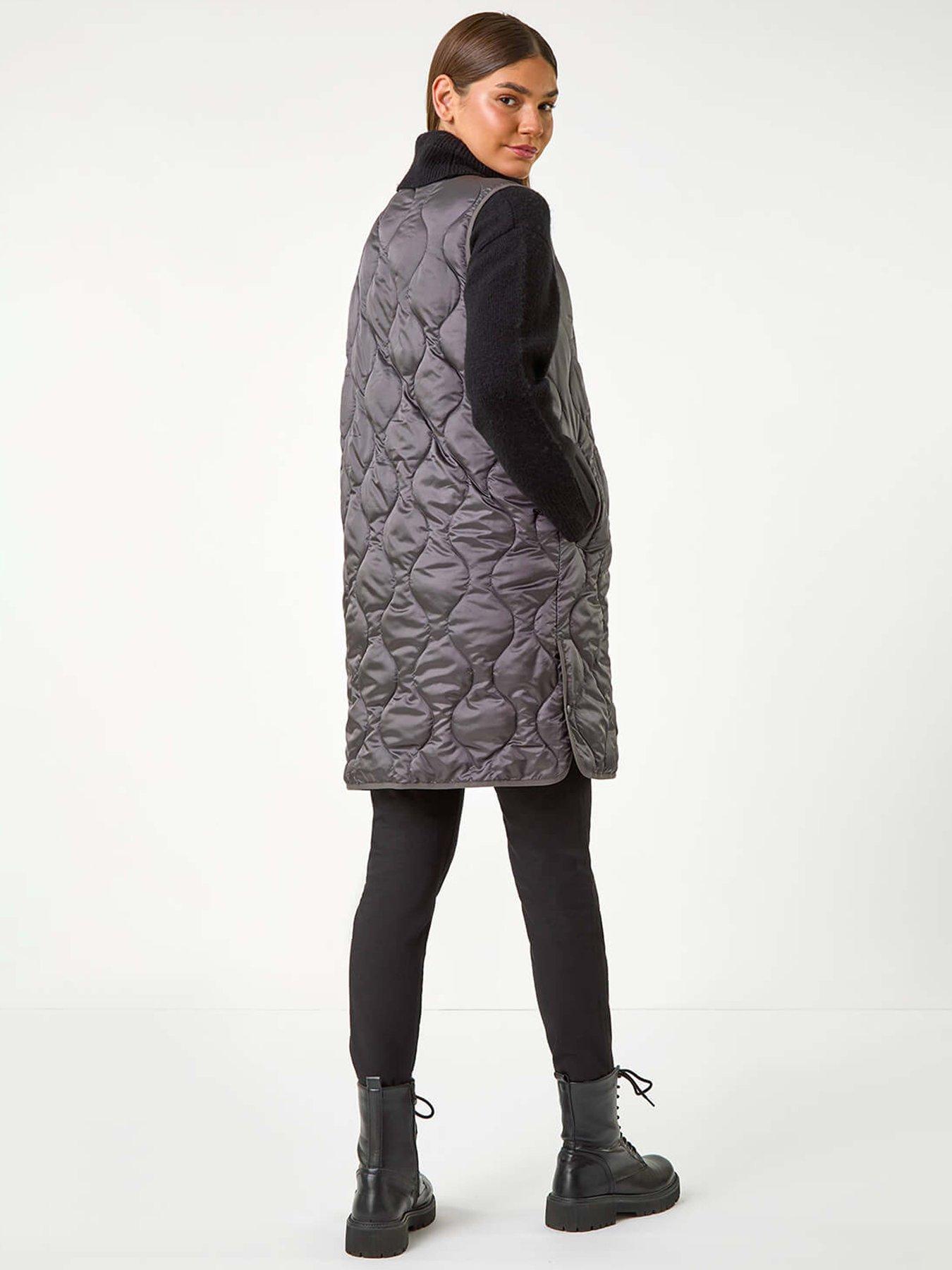  image of roman-quilted-collarless-button-detail-gilet-grey