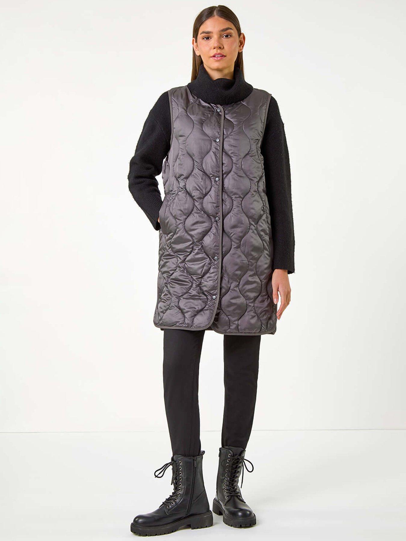  image of roman-quilted-collarless-button-detail-gilet-grey