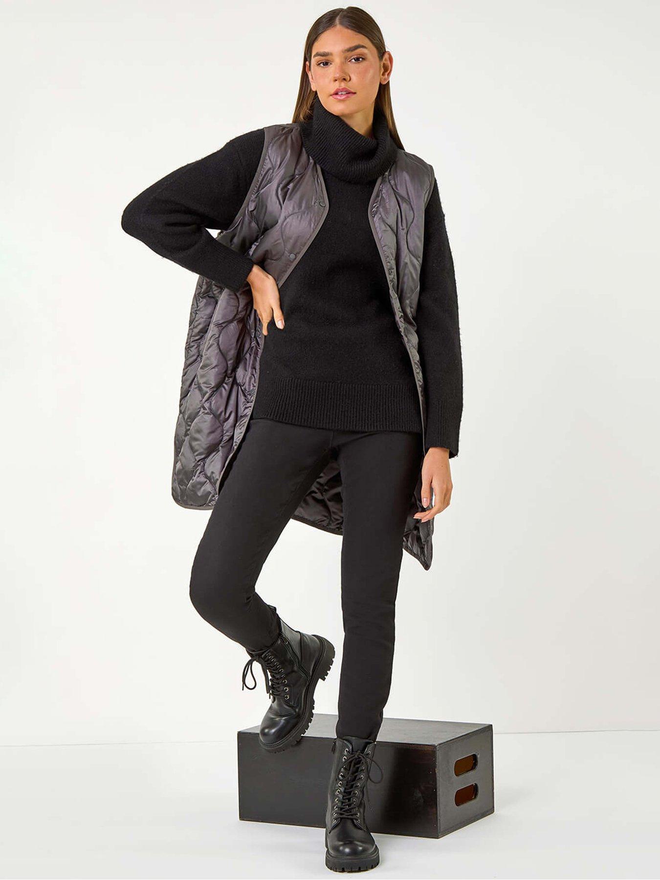  image of roman-quilted-collarless-button-detail-gilet-grey