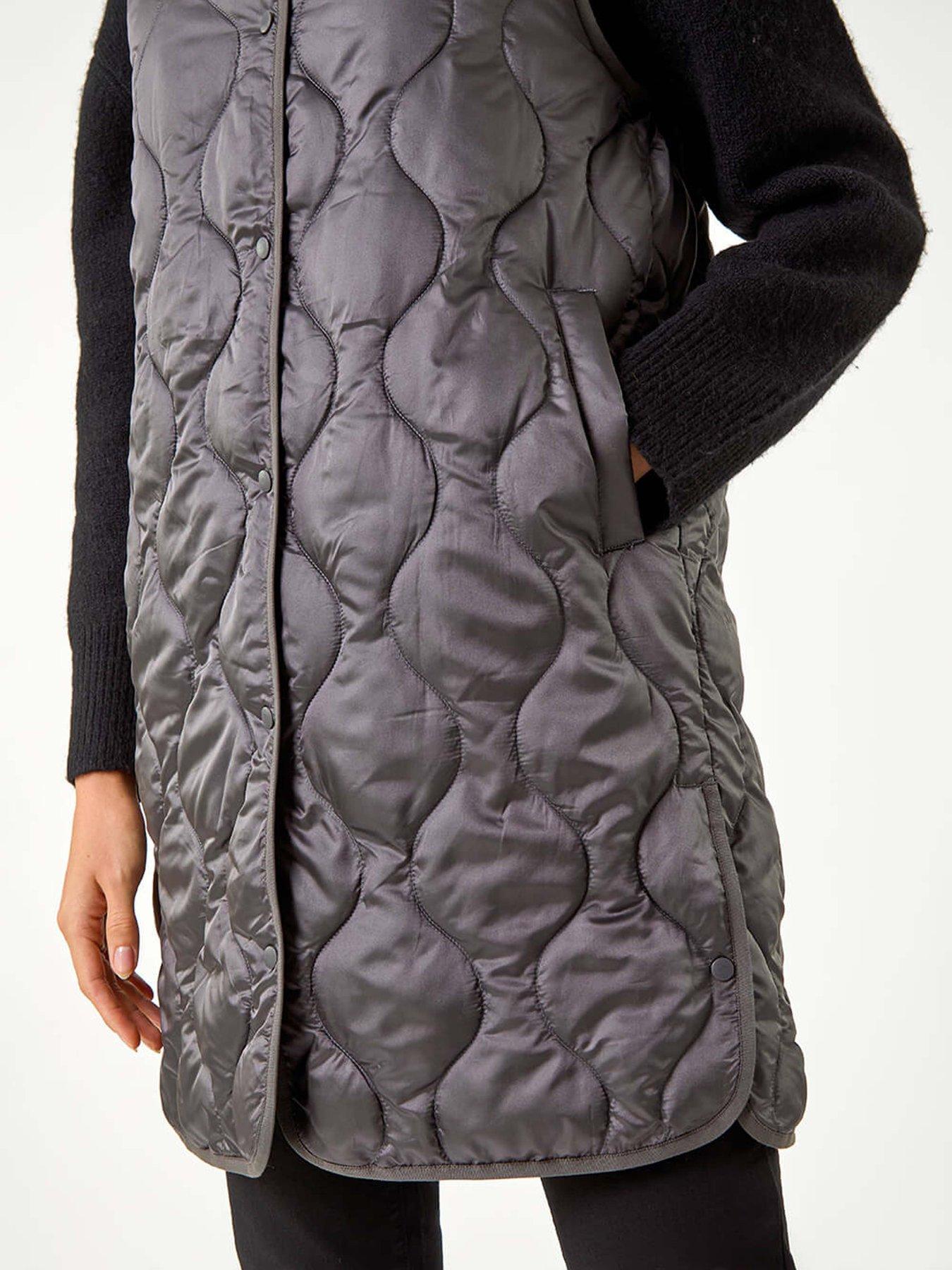  image of roman-quilted-collarless-button-detail-gilet-grey