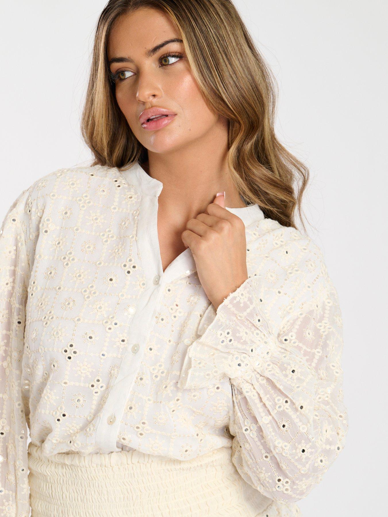  image of south-beach-mirror-detail-beach-blouse-cream