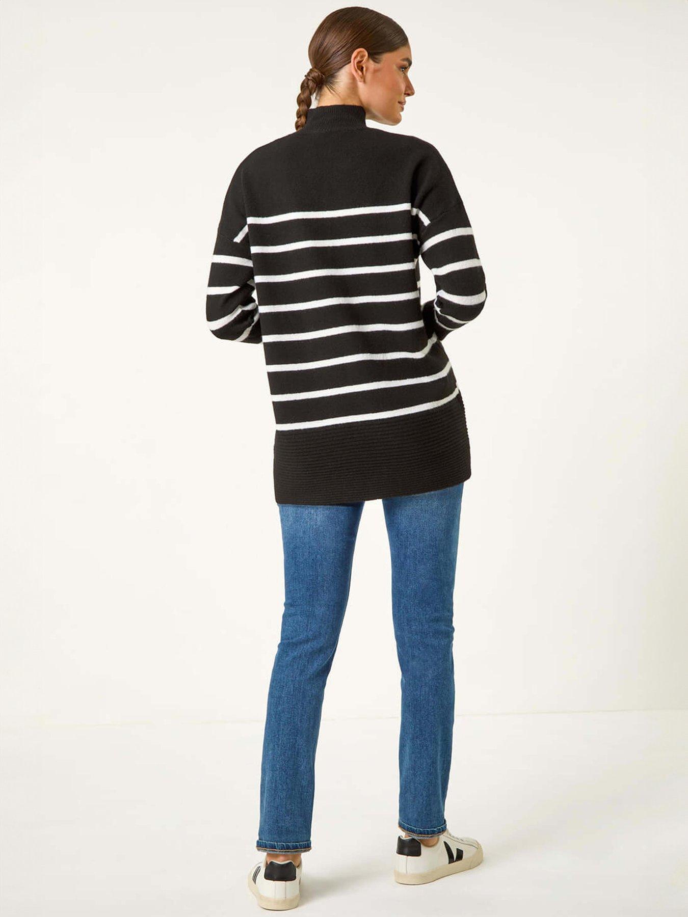 Image 2 of 5 of Roman Relaxed Stripe Soft Knit Jumper - Black