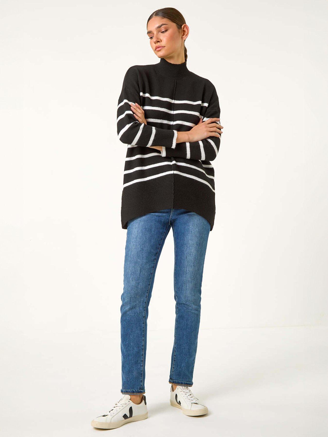 Image 3 of 5 of Roman Relaxed Stripe Soft Knit Jumper - Black