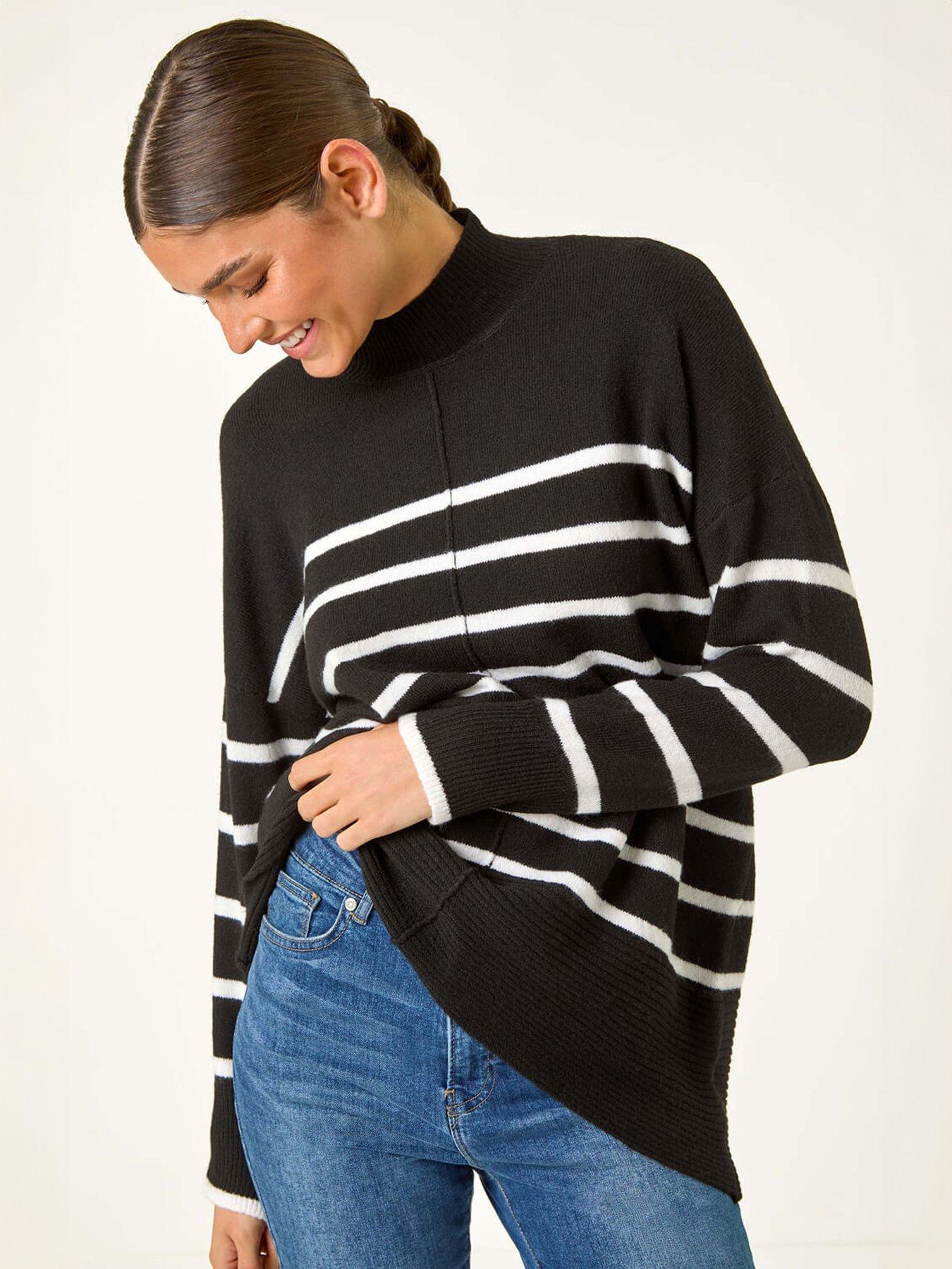 Image 4 of 5 of Roman Relaxed Stripe Soft Knit Jumper - Black