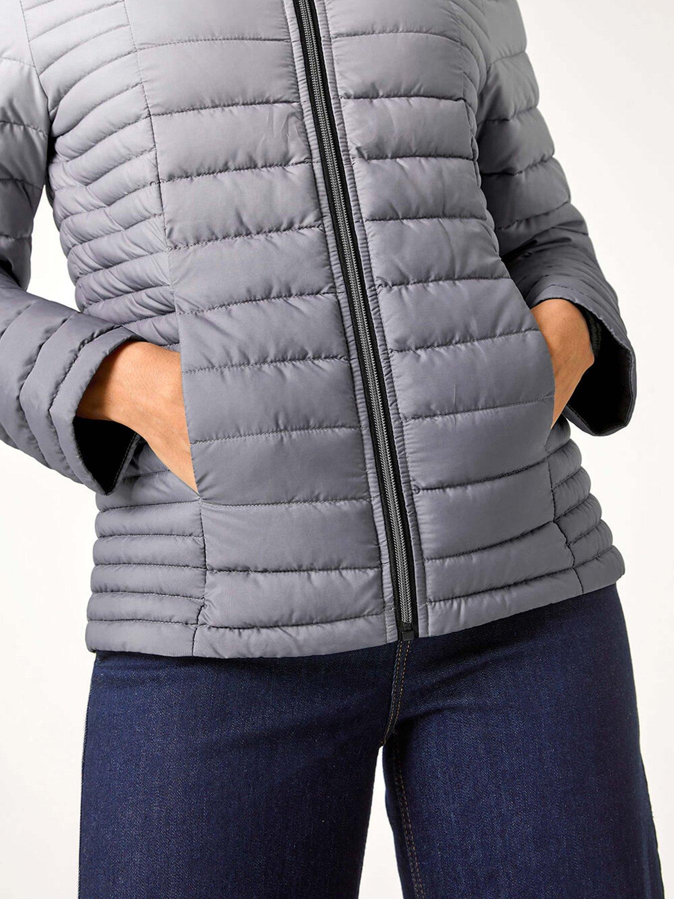 Image 5 of 6 of Roman Ombre Funnel Neck Padded Coat - Grey