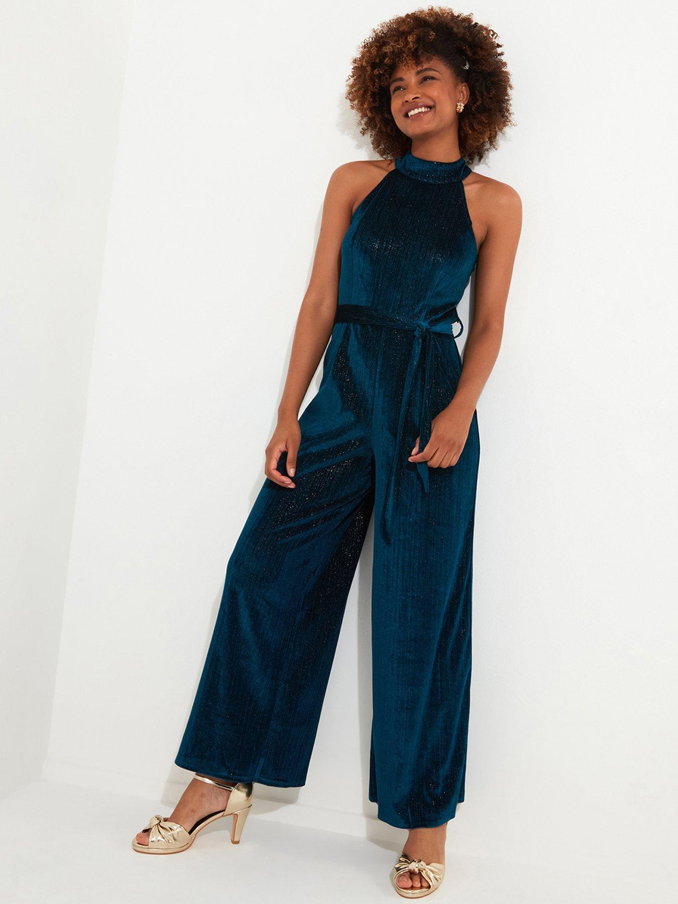 undefined Statement Velour Jumpsuit  - Teal