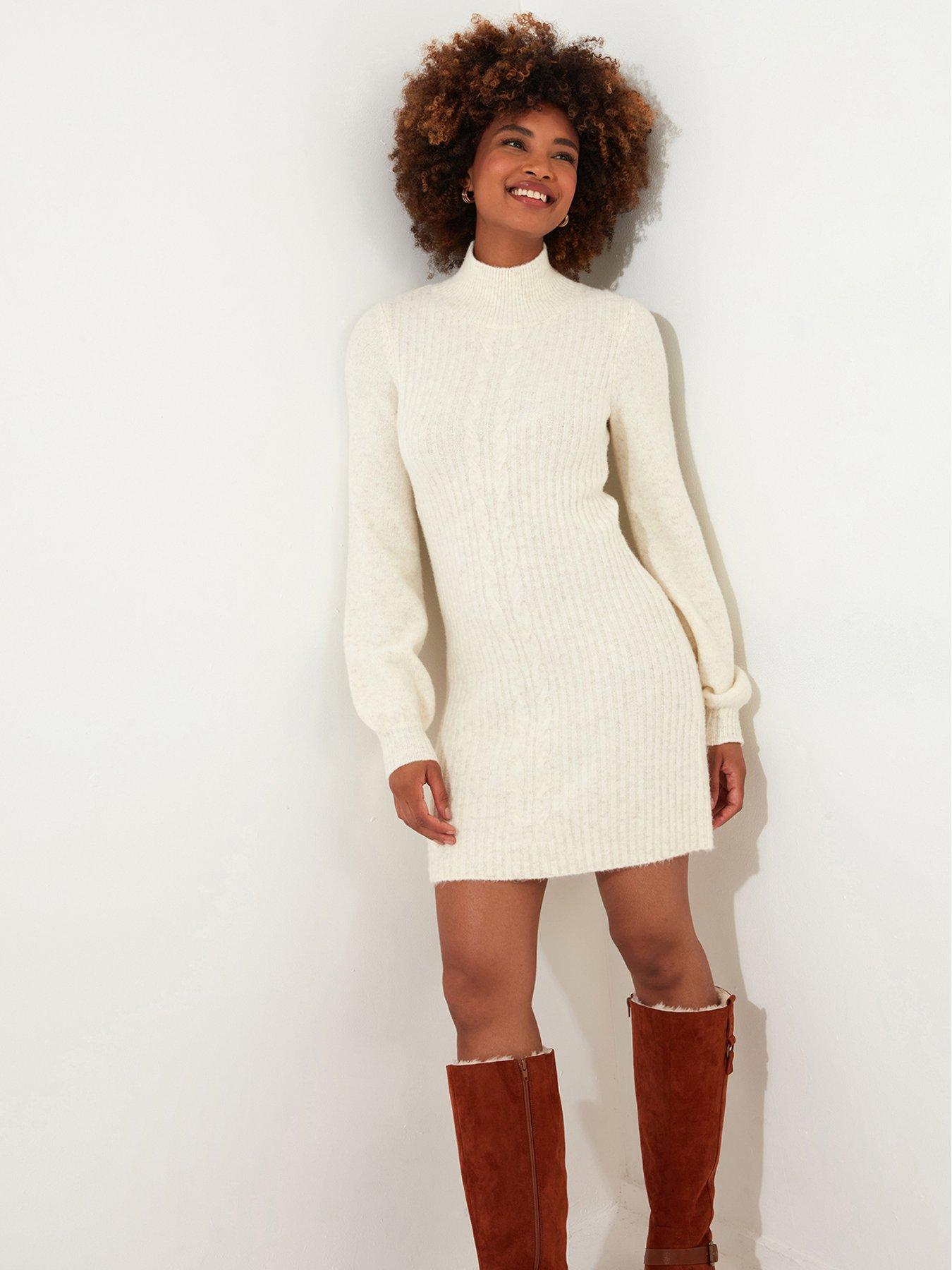 undefined Cosy Nights Knitted Dress - Cream