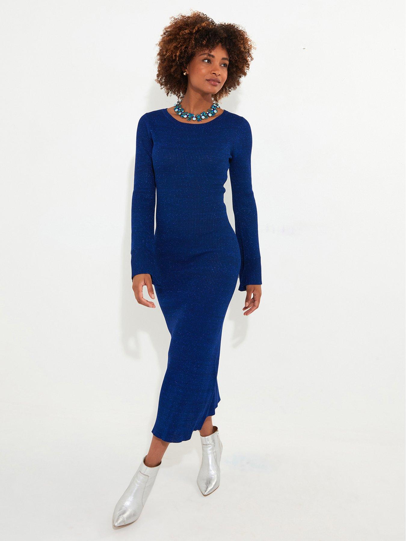 undefined Winter Sparkle Rib Knit Dress - Blue