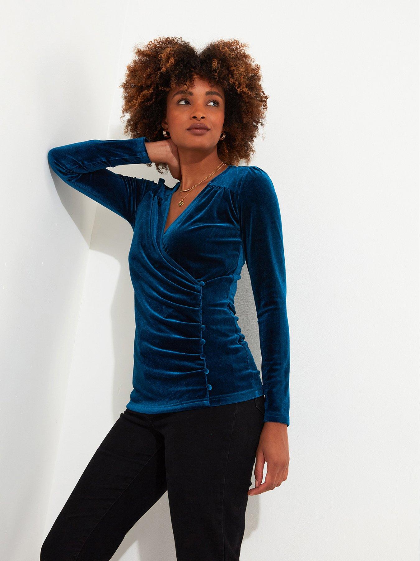 undefined Velour Wrap Top - Teal