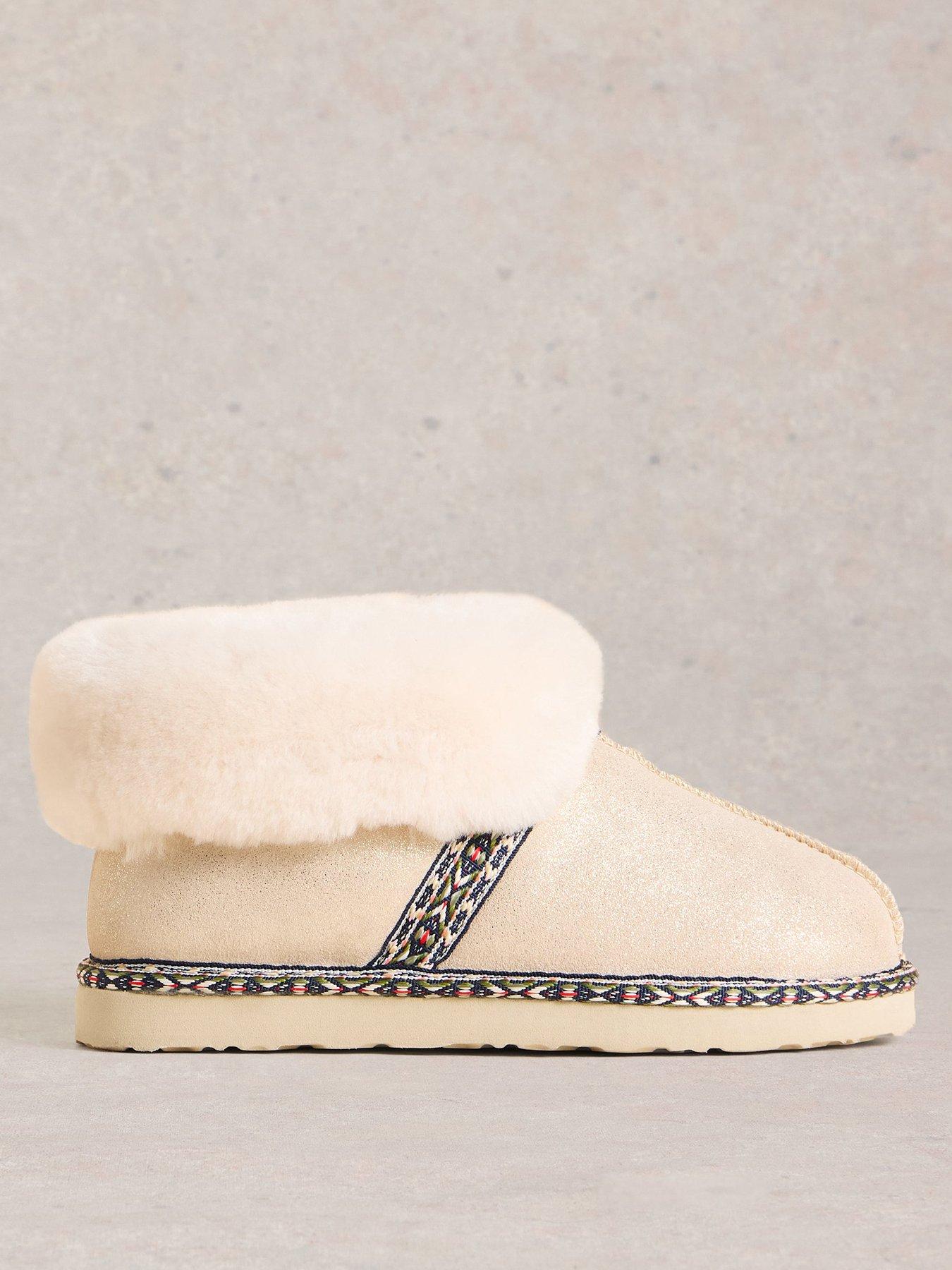  image of white-stuff-suede-shearling-slipper-boot-beige