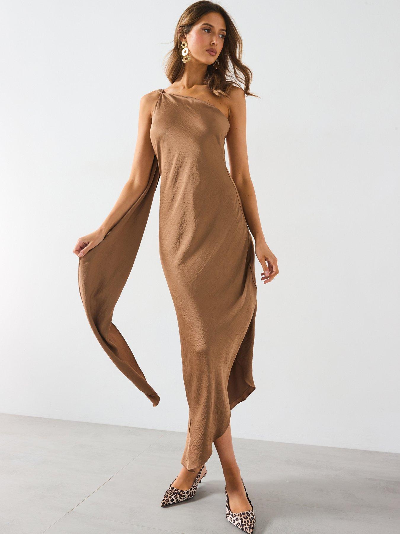 Mango One Shoulder Dress - Natural | Littlewoods