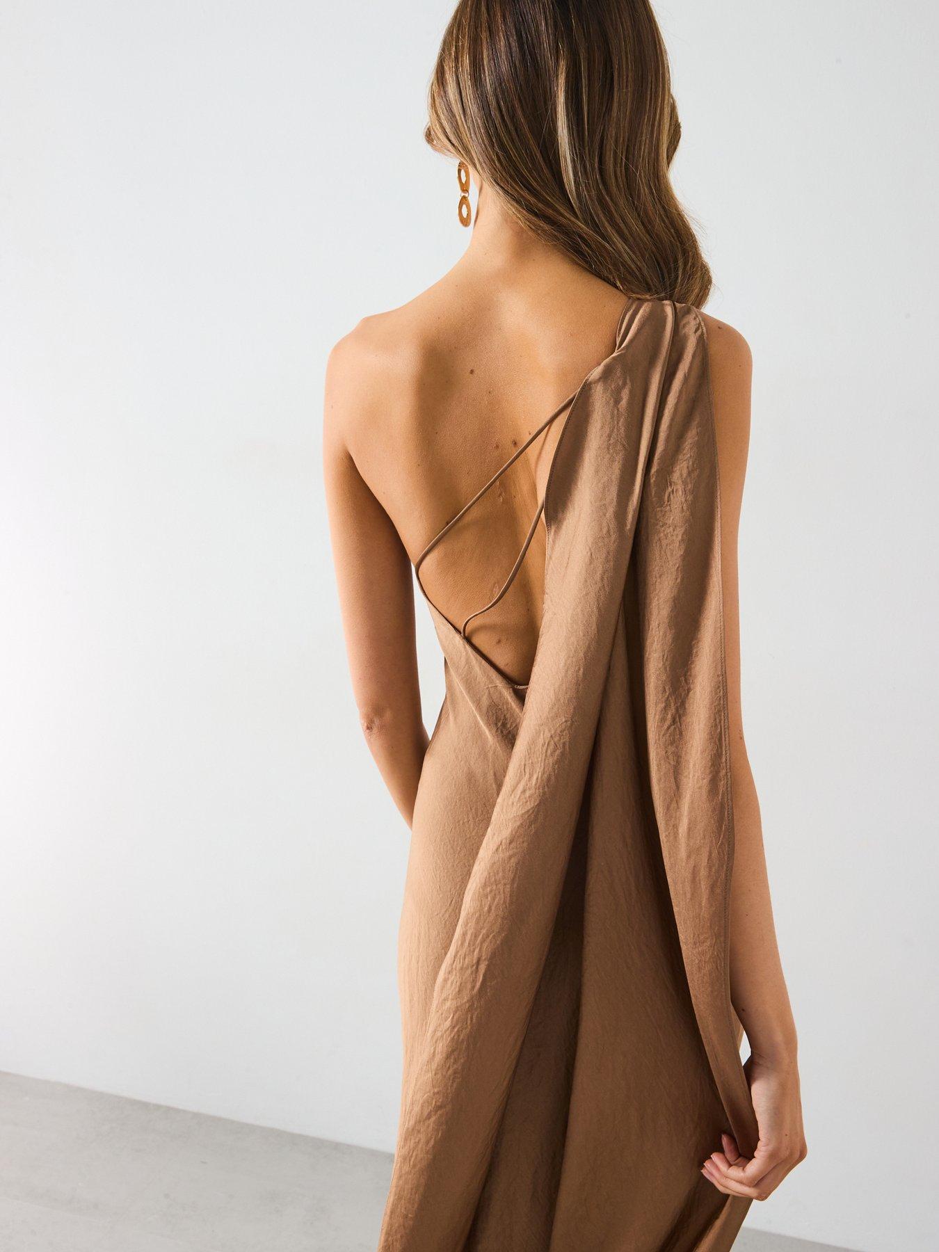 Mango One Shoulder Dress - Natural | Littlewoods