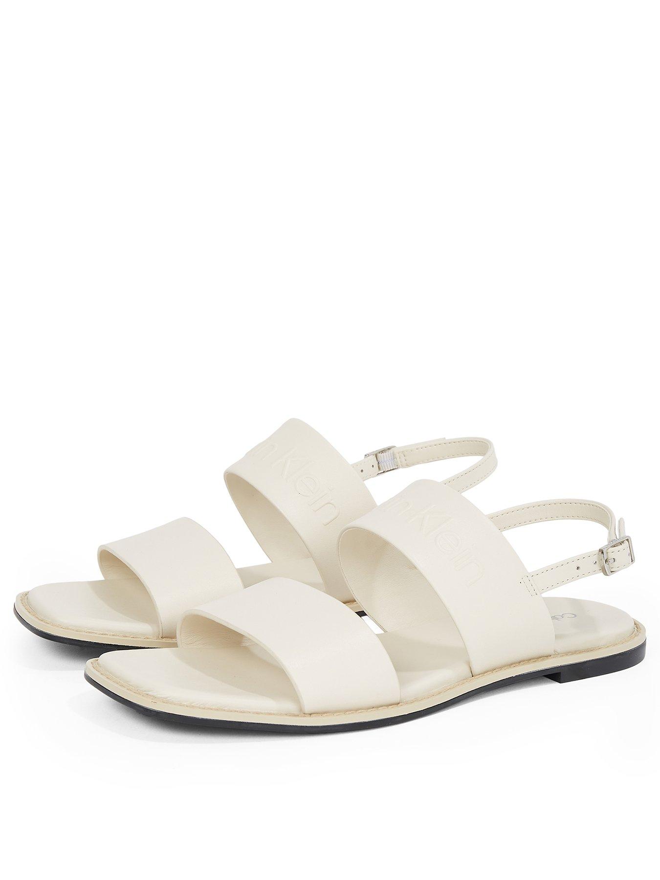 undefined Double Strap Logo Sandal - White