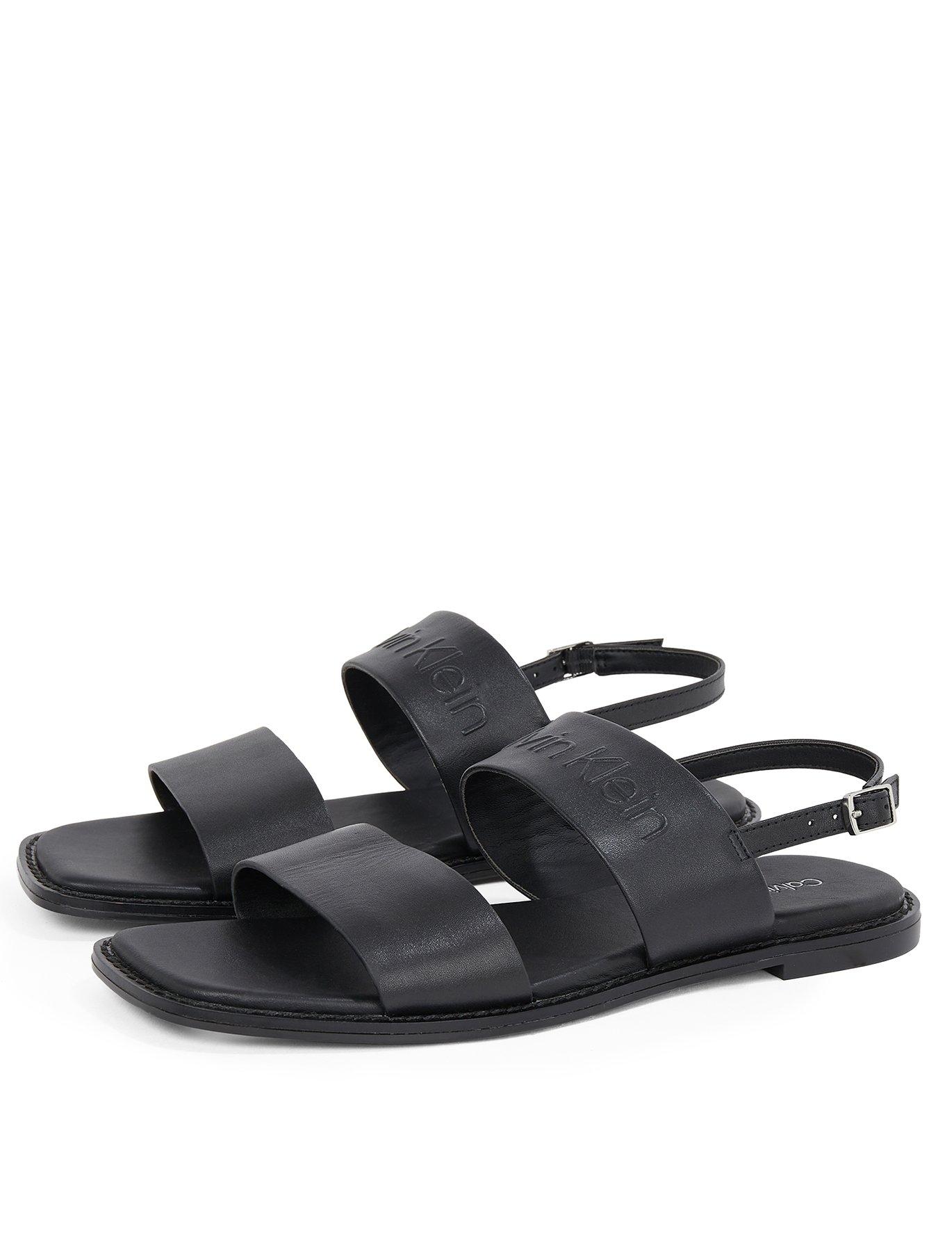 undefined Double Strap Logo Sandals - Black