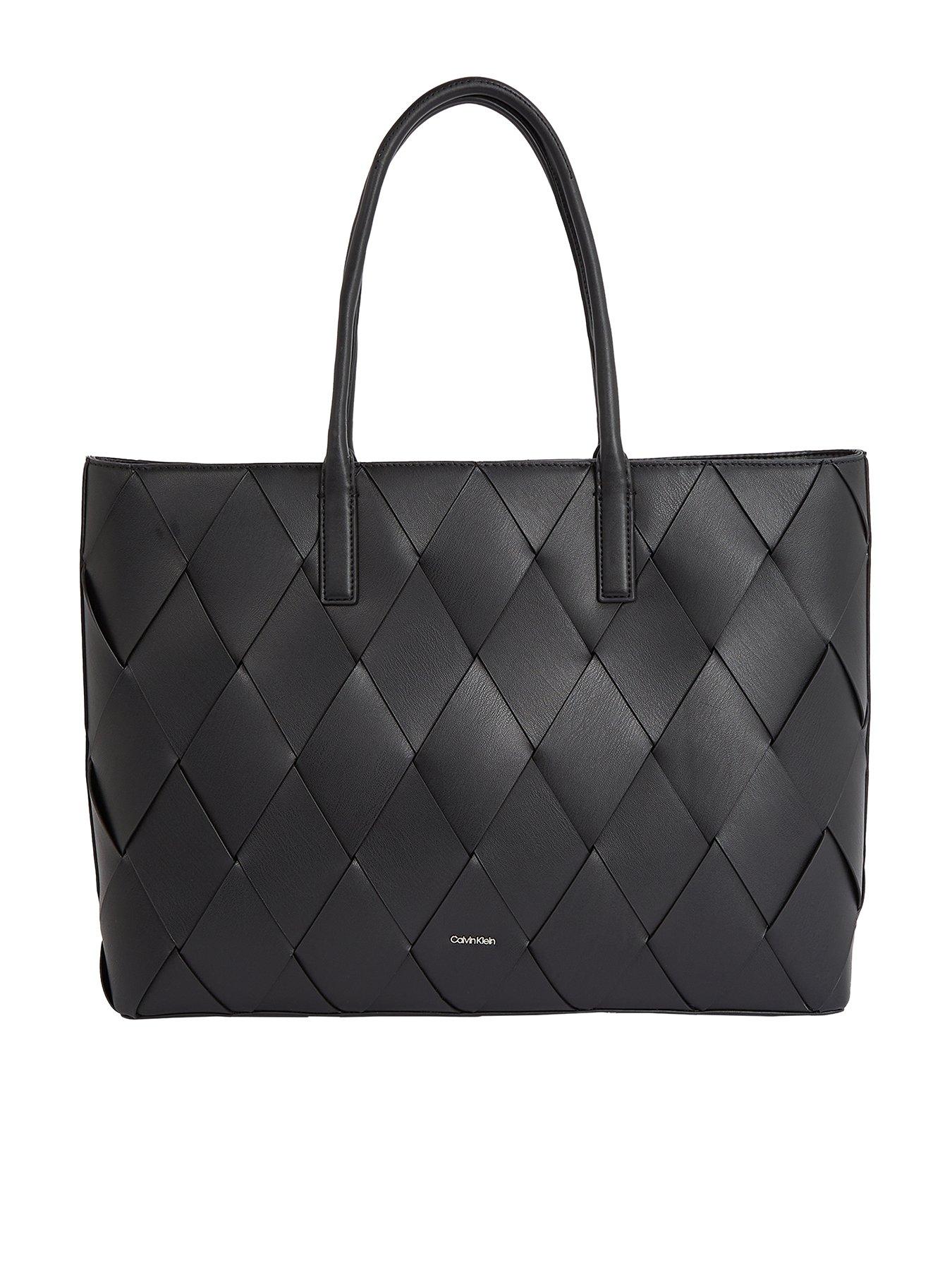  image of calvin-klein-woven-medium-shopper-bag-black
