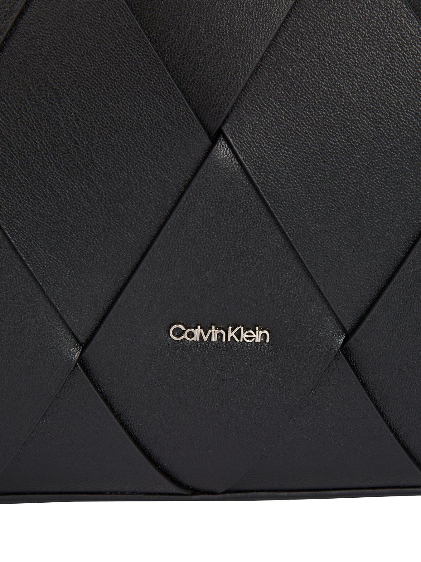  image of calvin-klein-woven-medium-shopper-bag-black