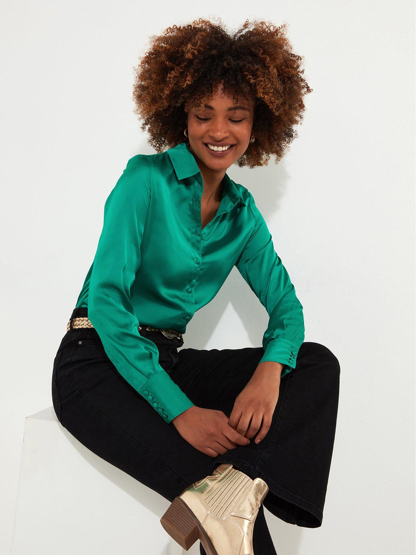  image of joe-browns-green-satin-blouse