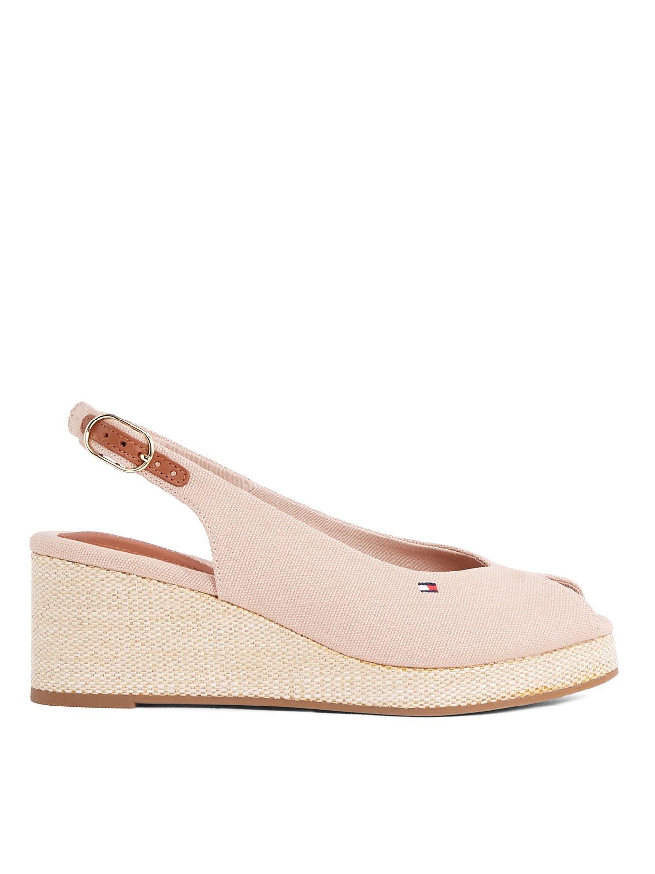 undefined Slingback Espadrille Wedges - Pink