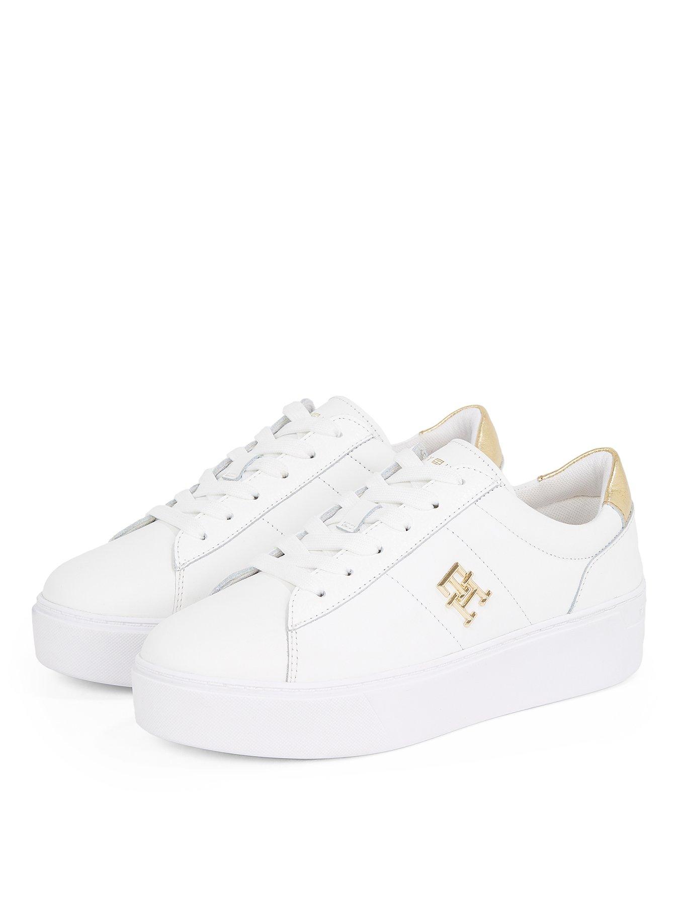  image of tommy-hilfiger-platform-court-metallic-trainer-white