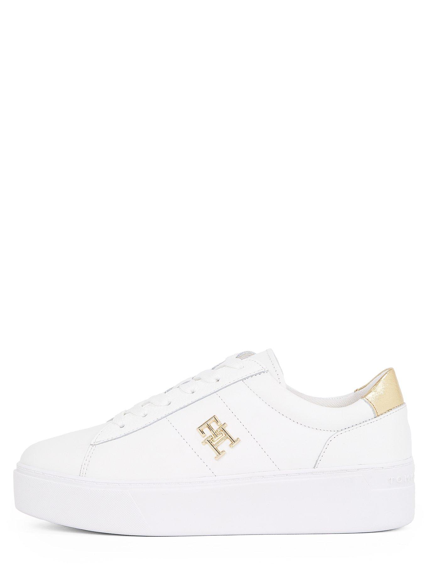  image of tommy-hilfiger-platform-court-metallic-trainer-white