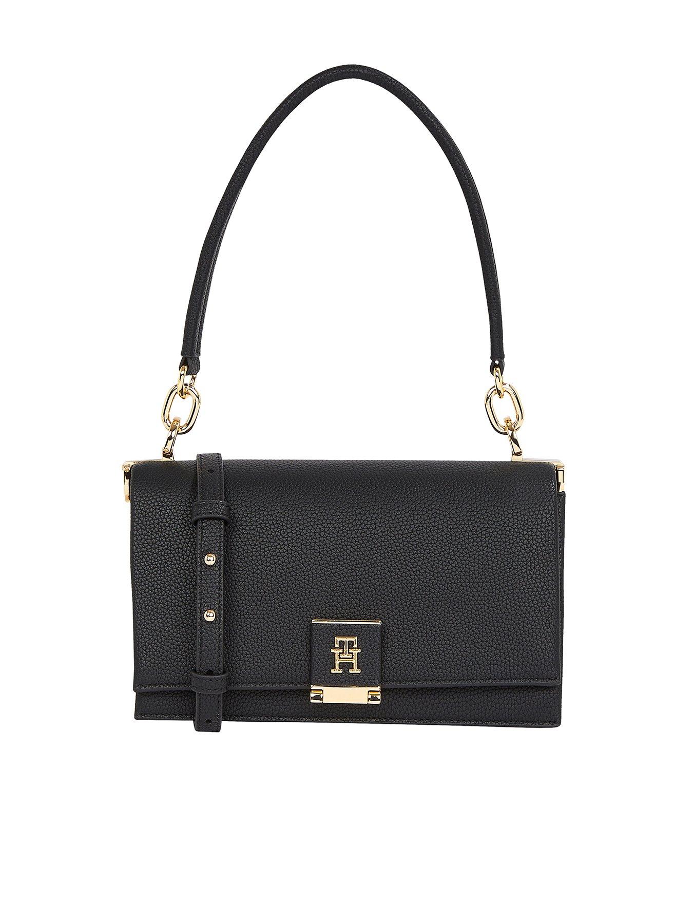  image of tommy-hilfiger-metal-logo-fastening-crossover-bag-black