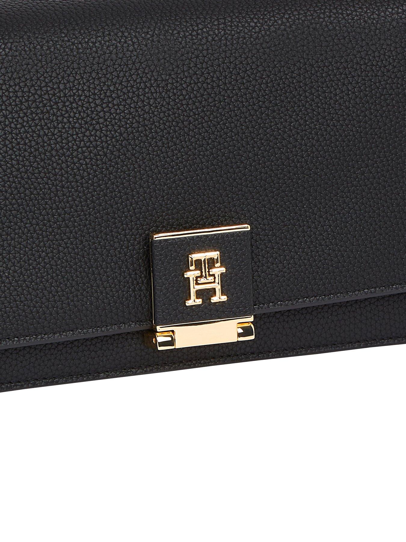  image of tommy-hilfiger-metal-logo-fastening-crossover-bag-black