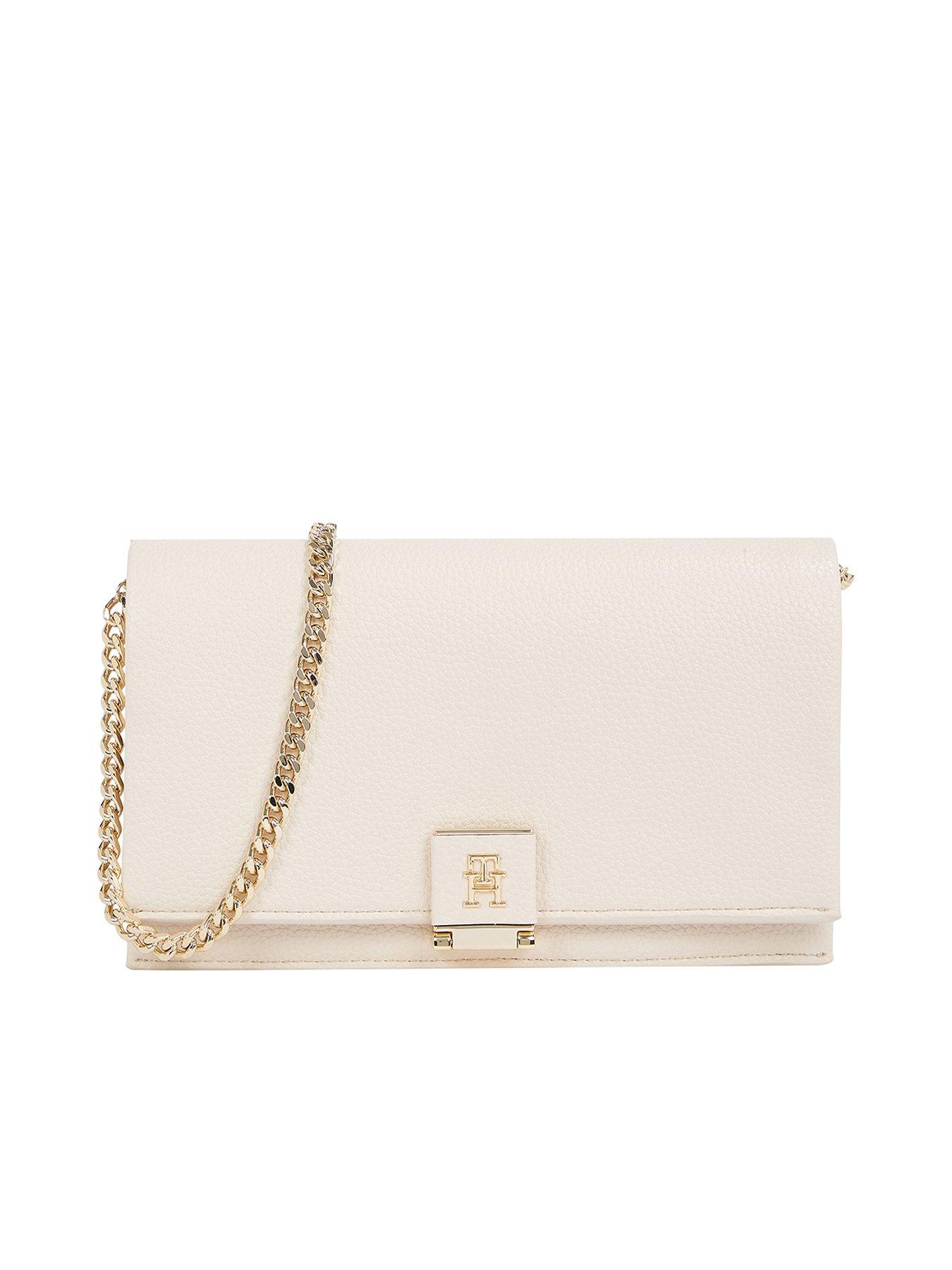 undefined Flap Logo Shoulder Bag With Chain - White