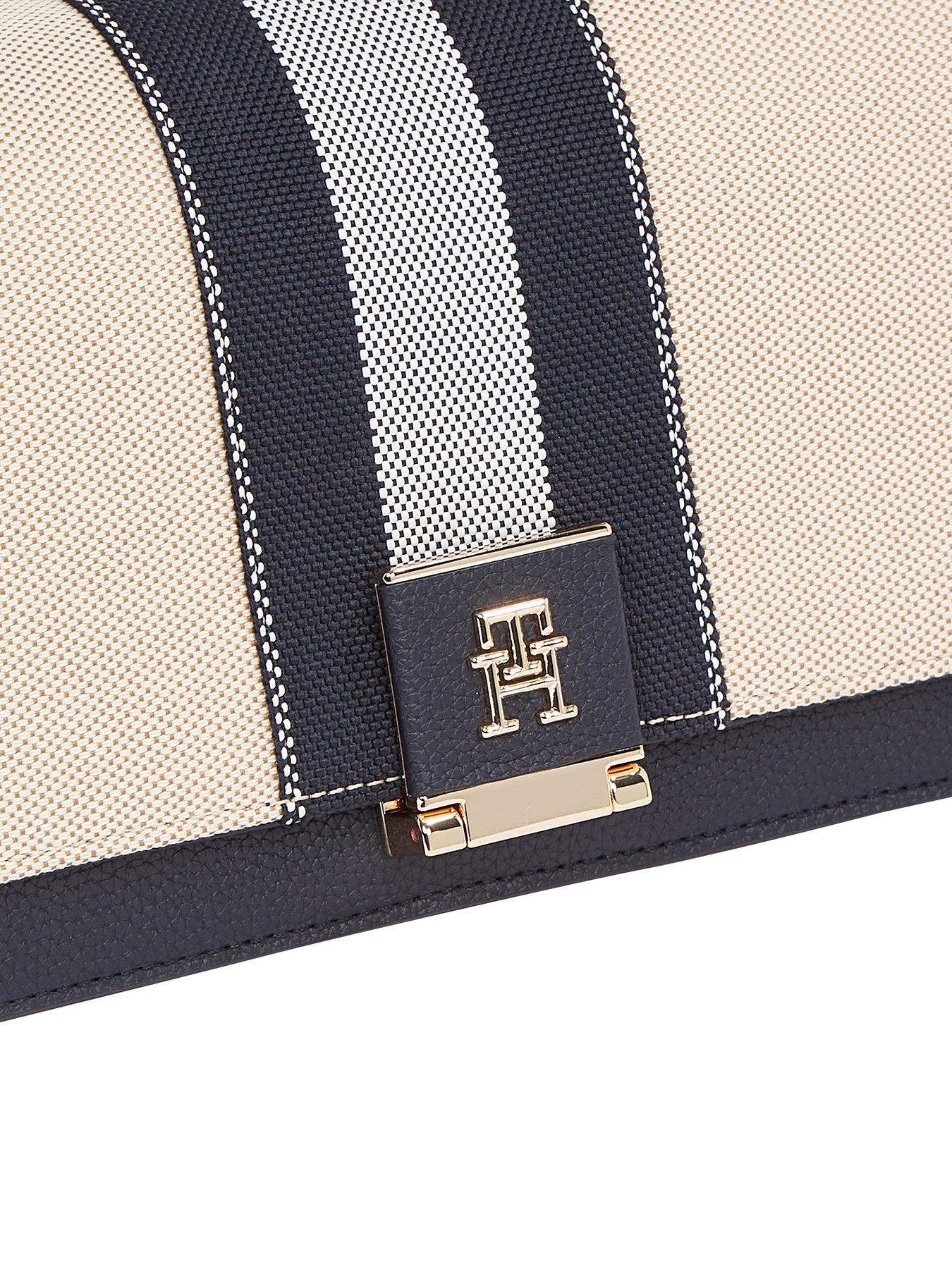  image of tommy-hilfiger-logo-flap-canvas-crossover-bag-creamnavy