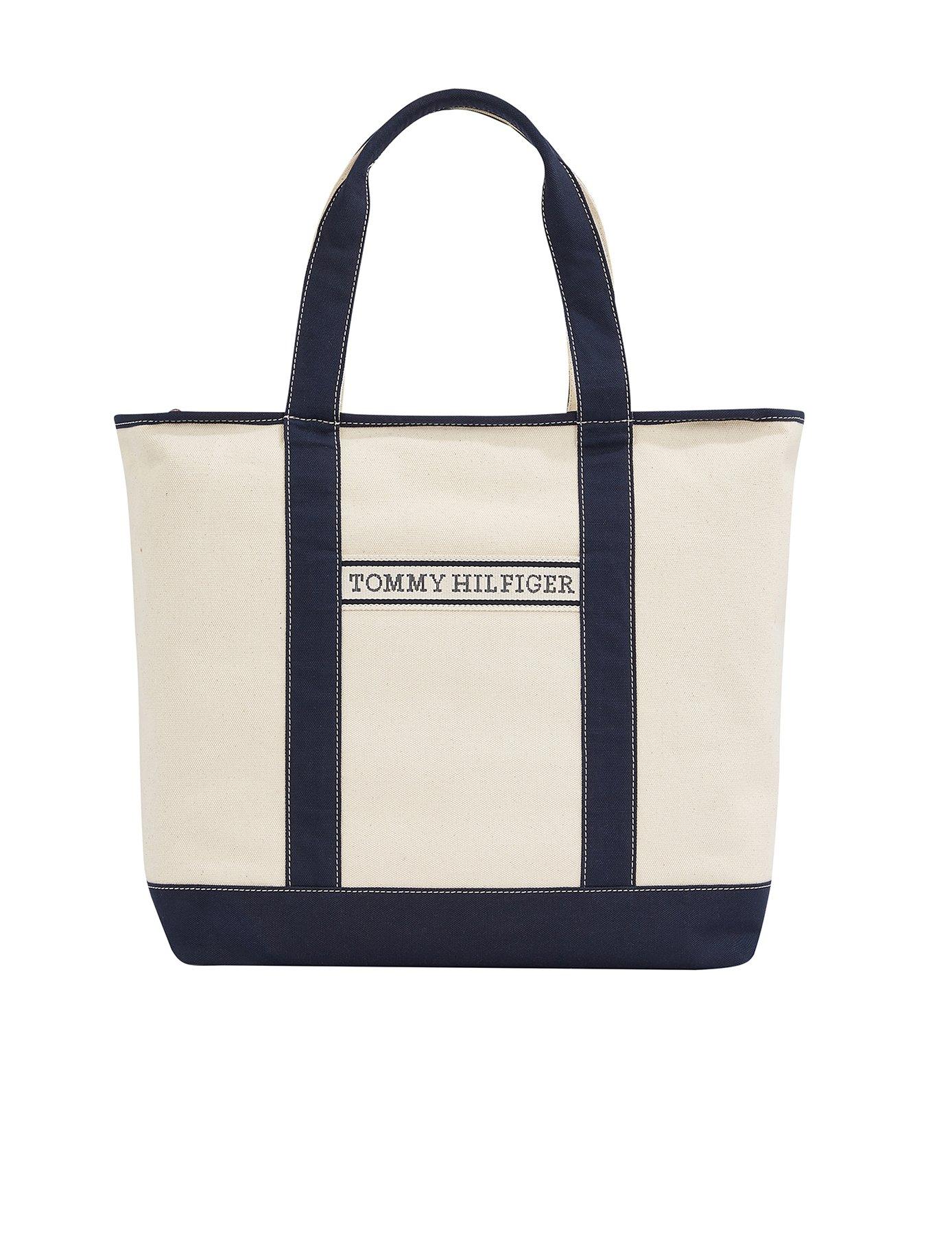  image of tommy-hilfiger-logo-summer-canvas-tote-navy