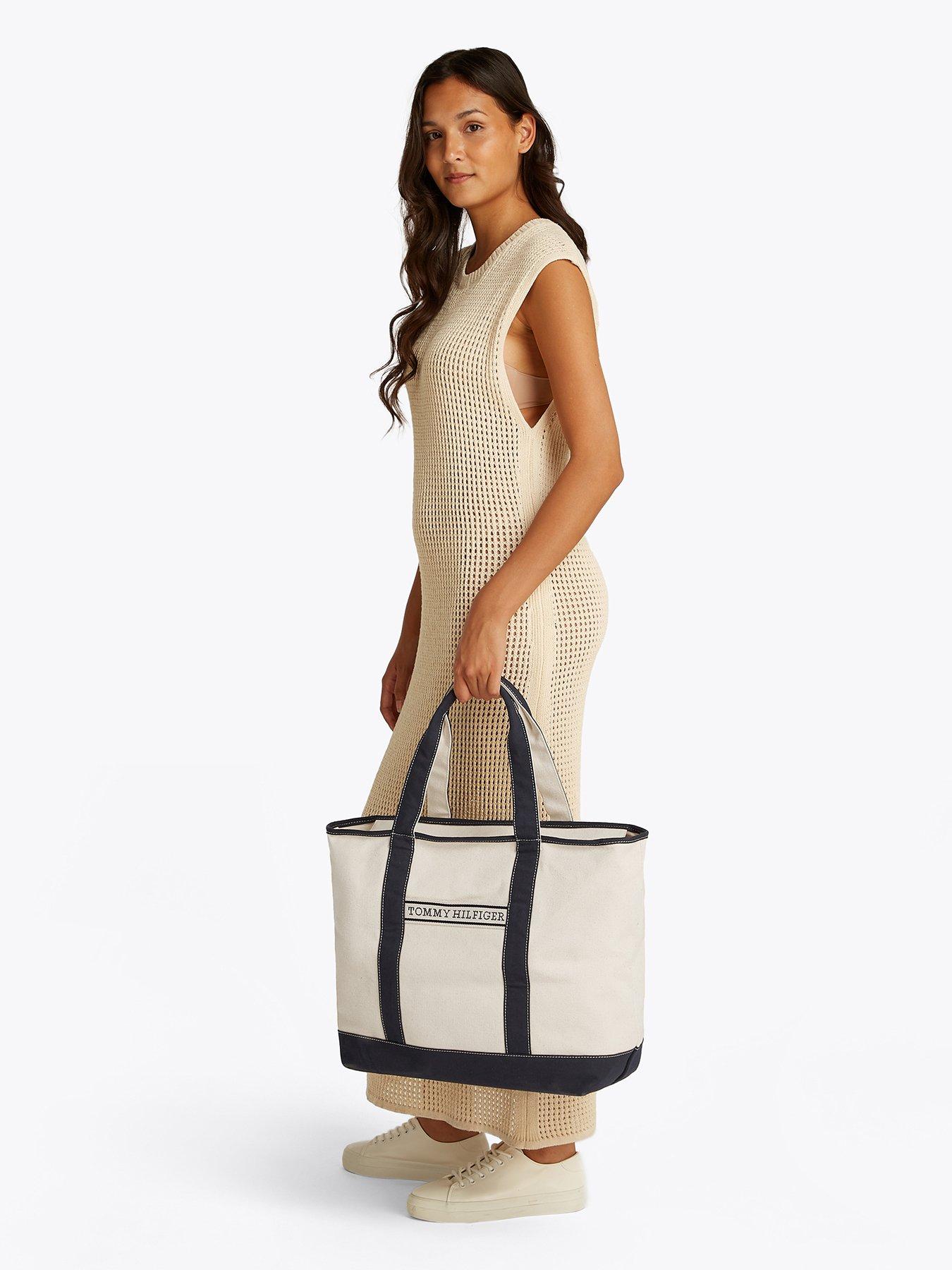  image of tommy-hilfiger-logo-summer-canvas-tote-navy