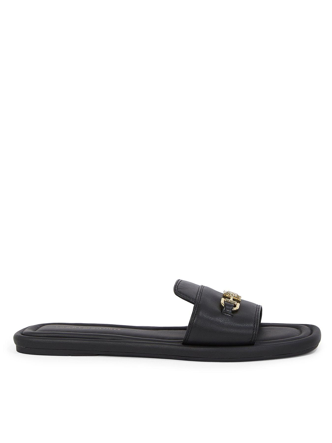 undefined Leather Horsebit Mule Sandals - Black