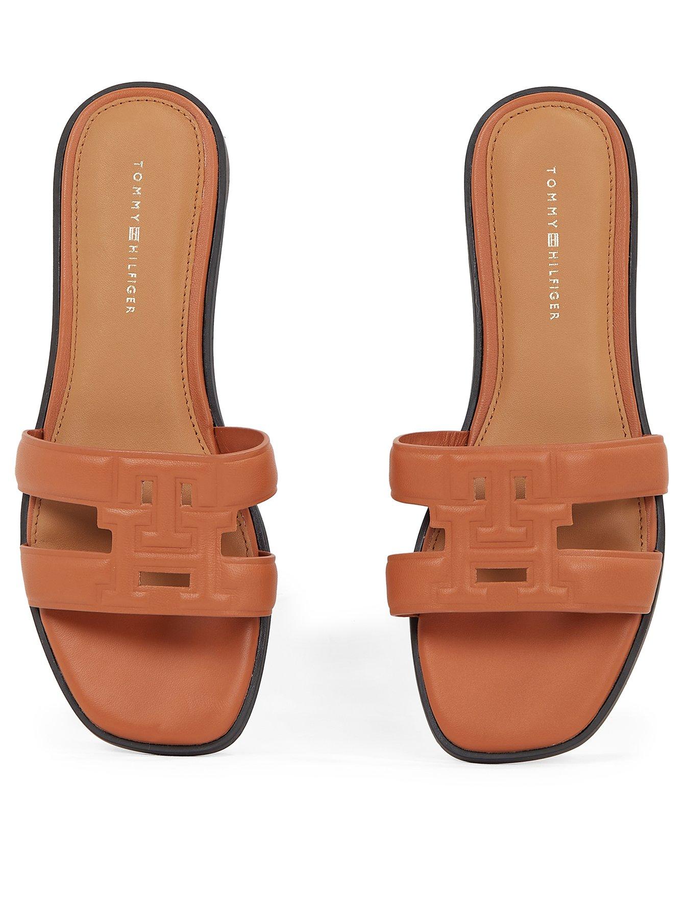 tommy-hilfiger-logo-strap-mule-sandals-brown
