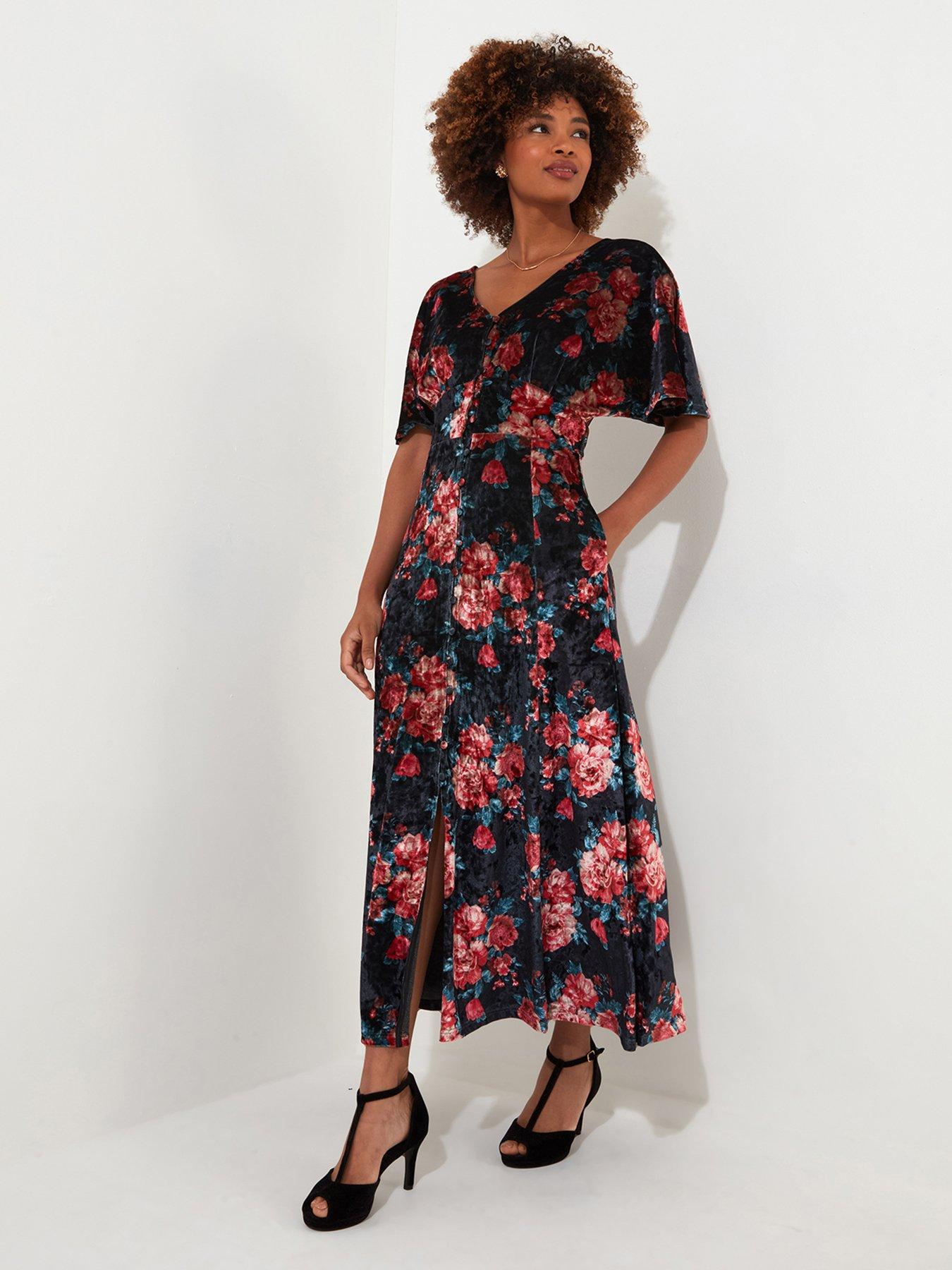 undefined Radiant Rose Velour Dress  - Black