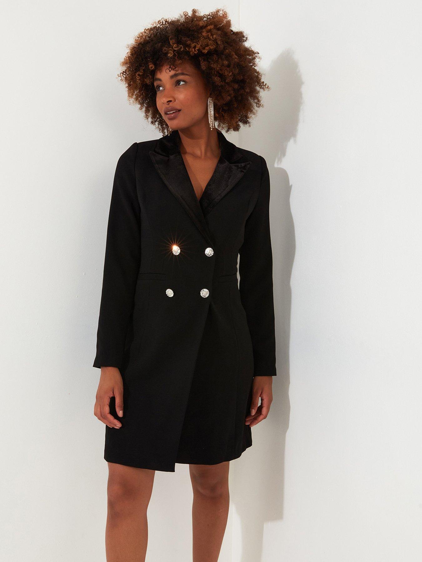 undefined Black Tuxedo Midi Dress