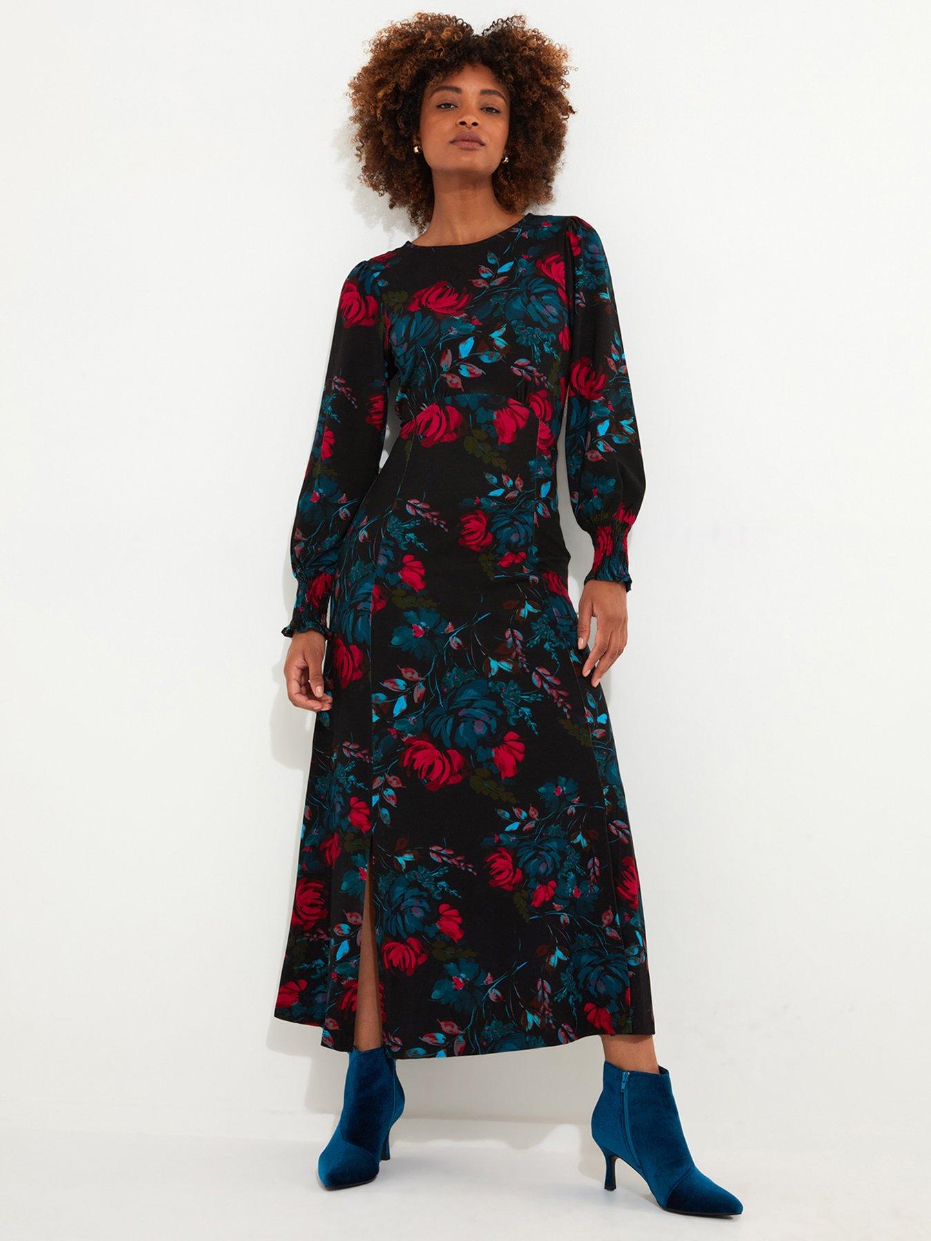 undefined Larissa Floral Jersey Dress - Black