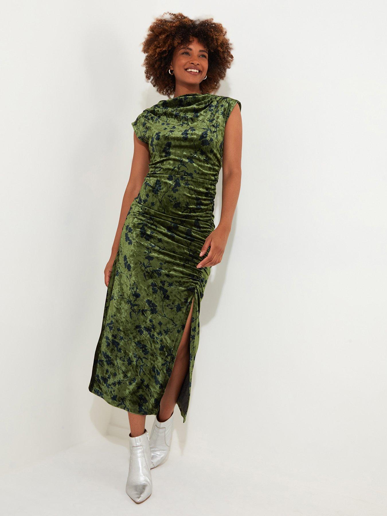 undefined Daria Velour Dress - Green