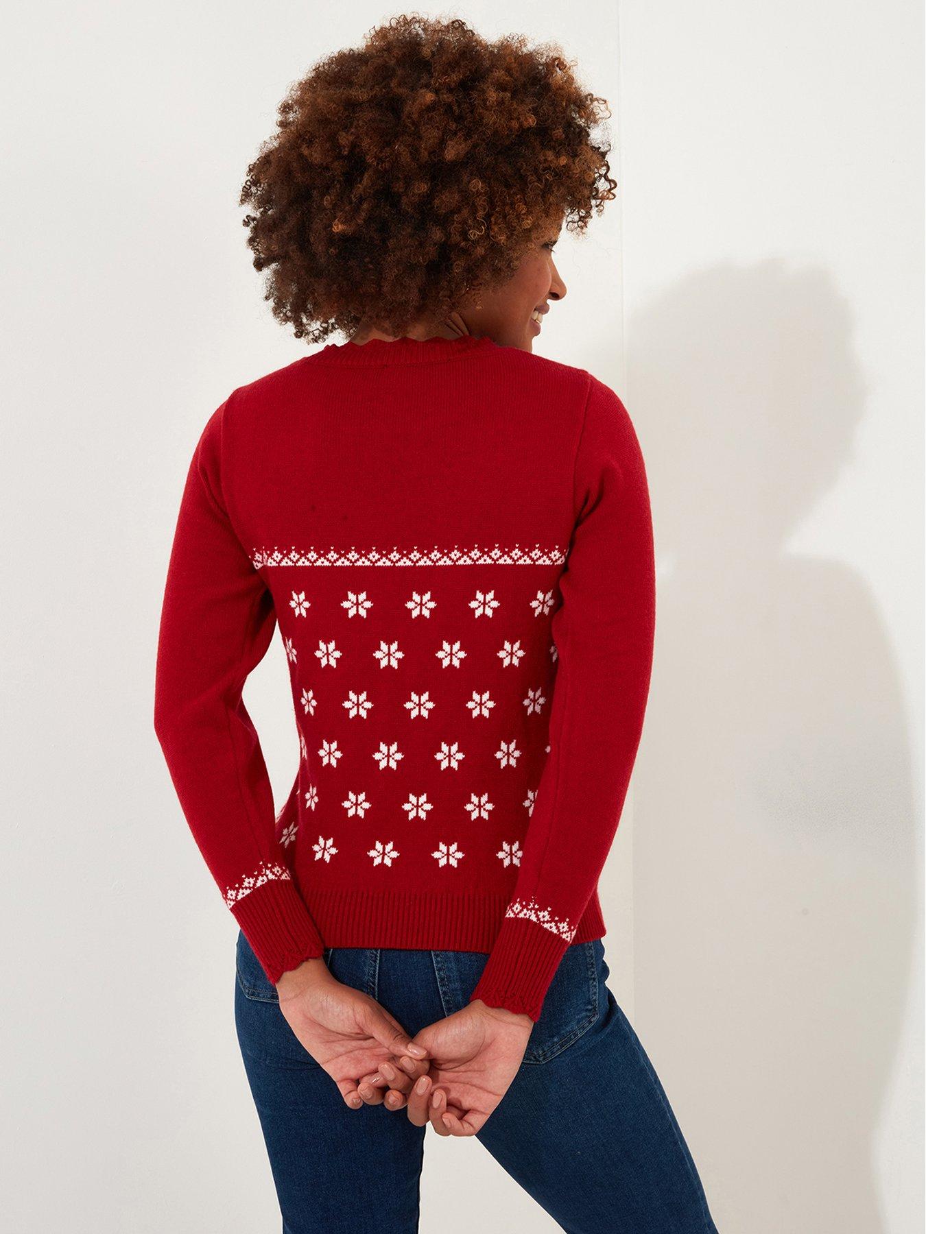  image of joe-browns-retro-reindeer-jumper-red