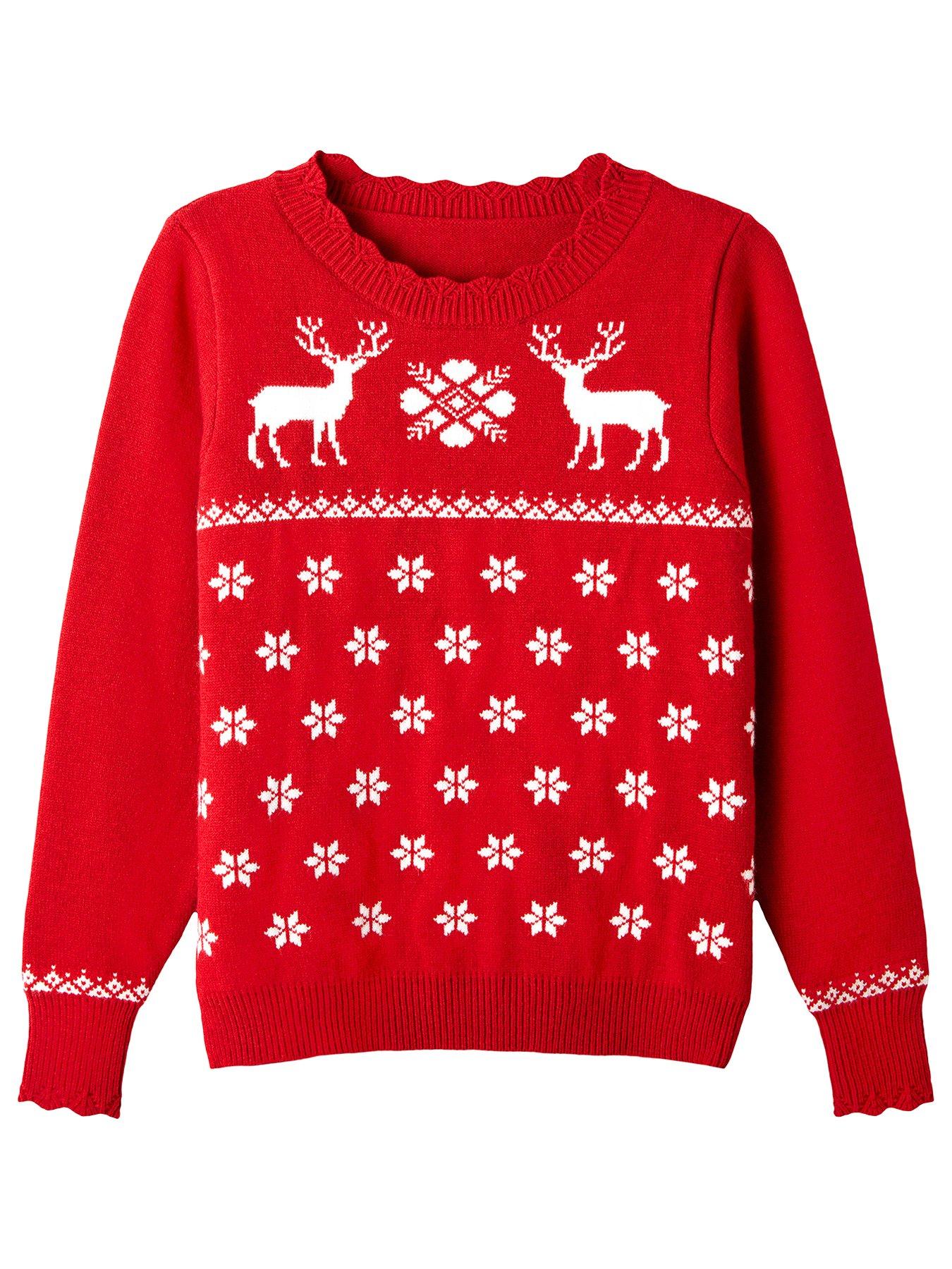  image of joe-browns-retro-reindeer-jumper-red