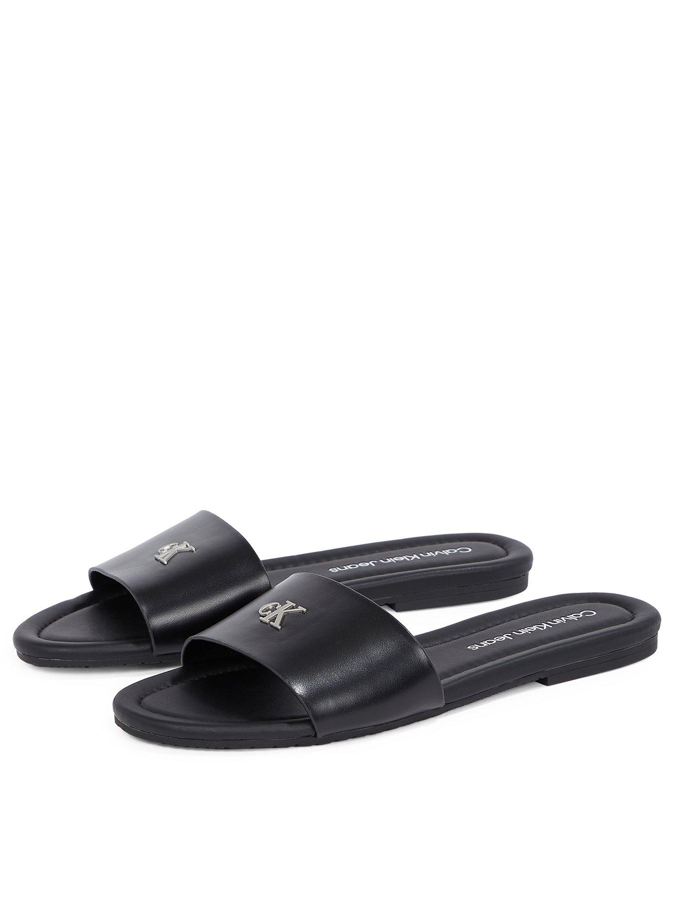 undefined Faux Leather Slider - Black